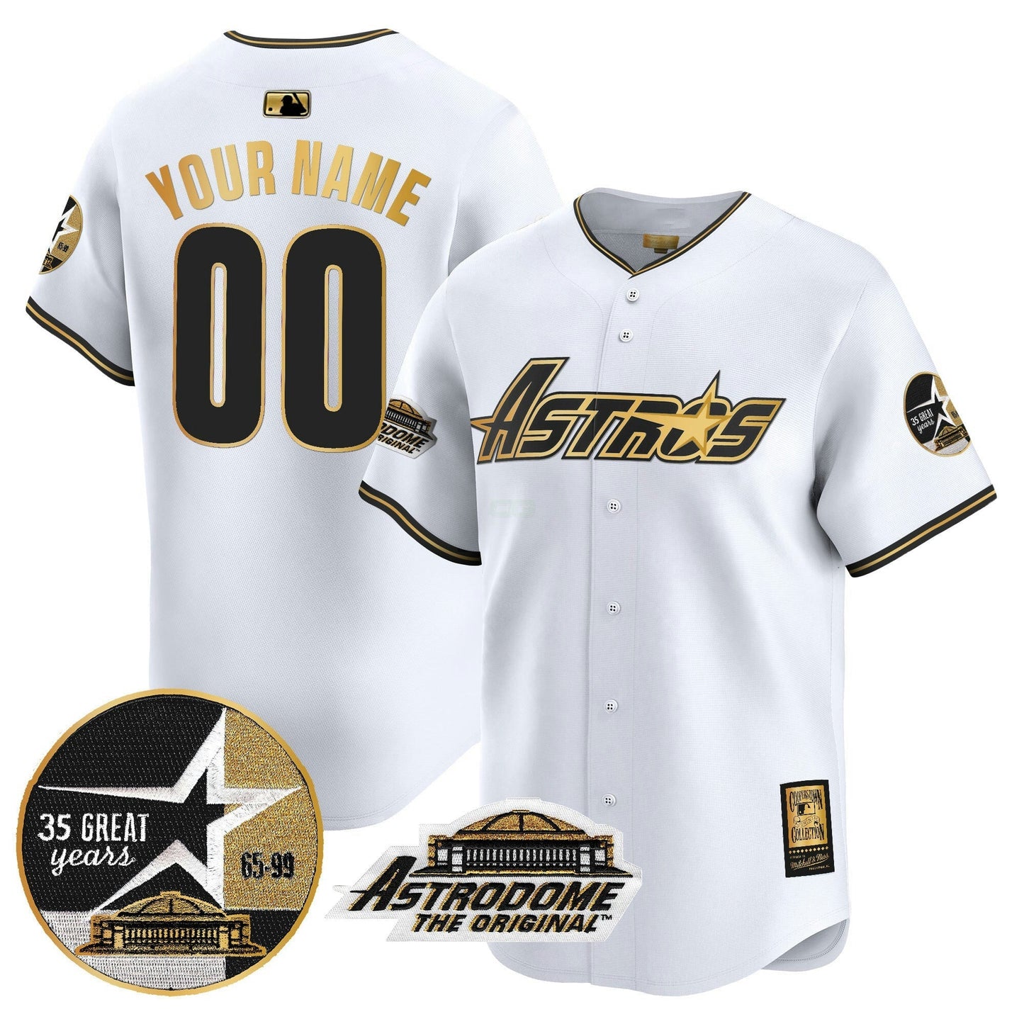 Camisa MLB 1999 Throwback 35th & Astrodome Patch Vapor Premier Limited Jersey V3