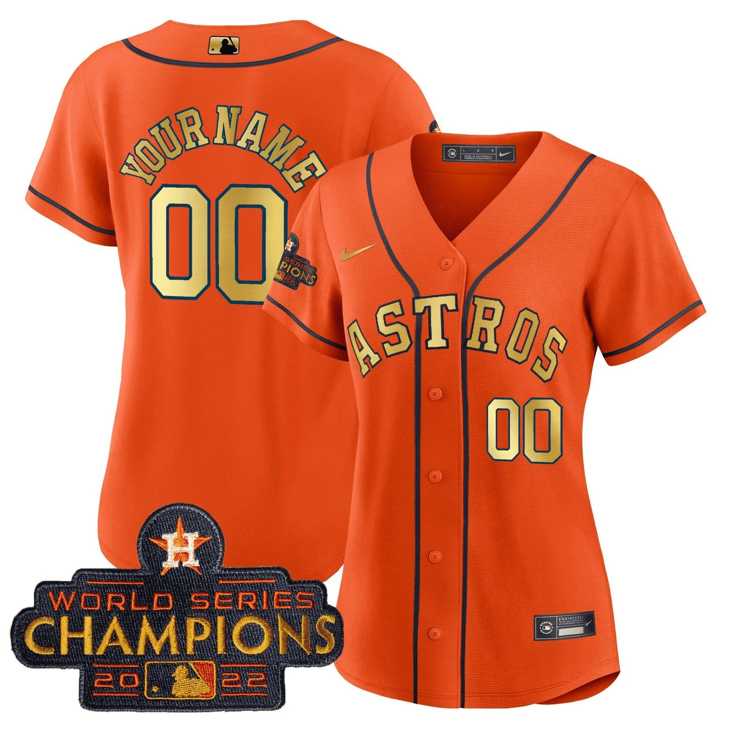 Camisa MLB 2023 Champions Laranja Dourada Jersey
