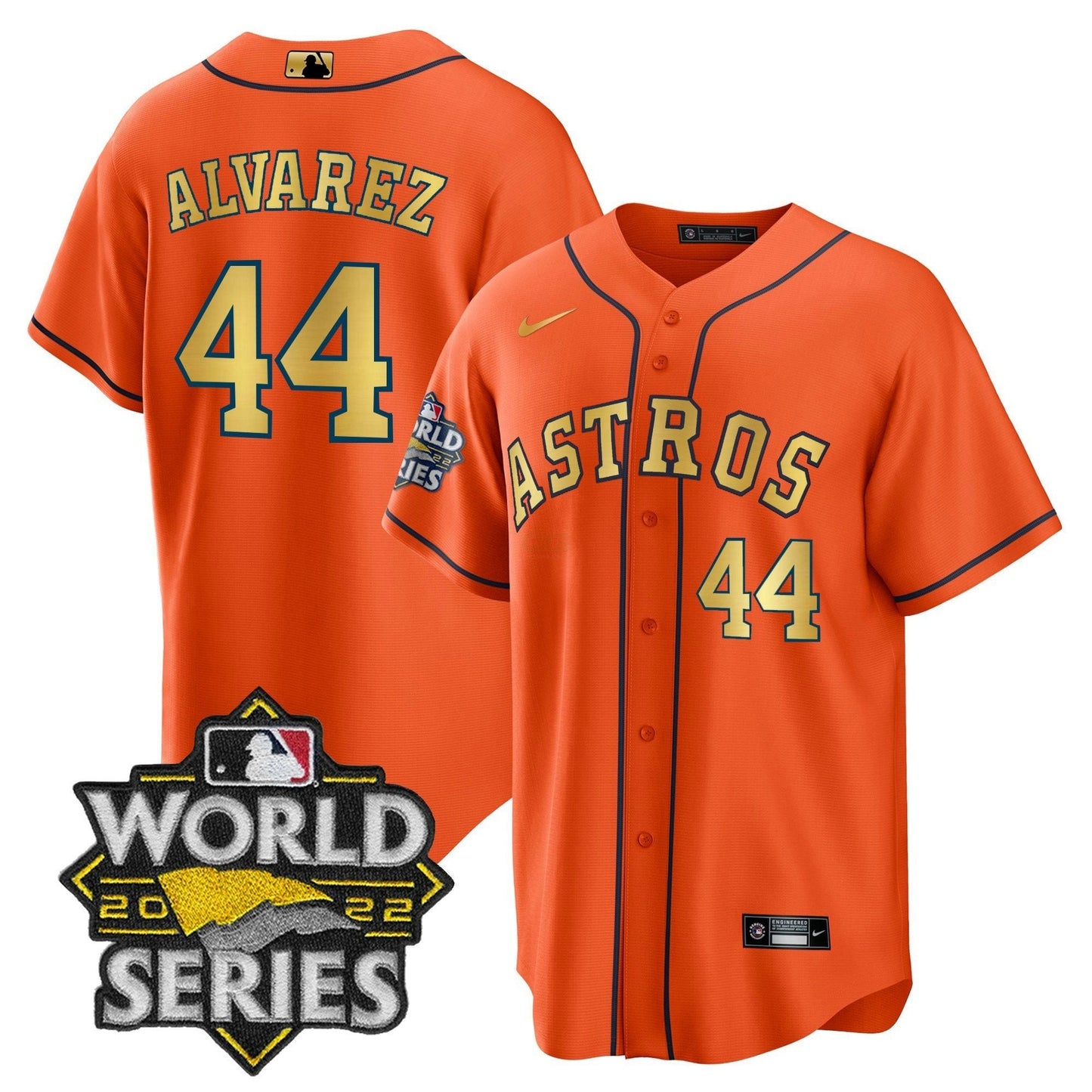 Camisa MLB 2023 World Series Laranja Dourada Jersey