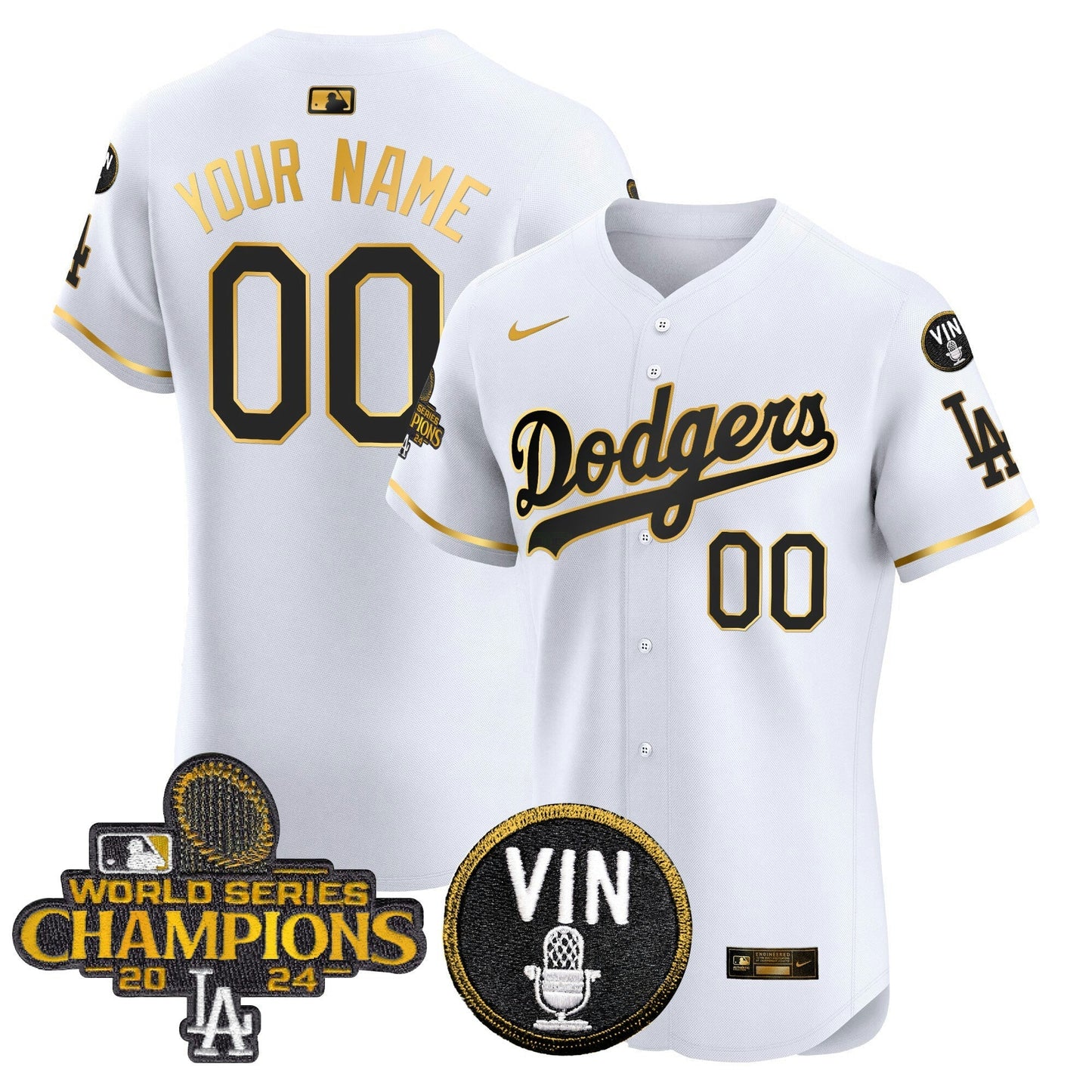 Camisa MLB 2024 World Series Champions Dourada Trim Vapor Premier Elite Jersey