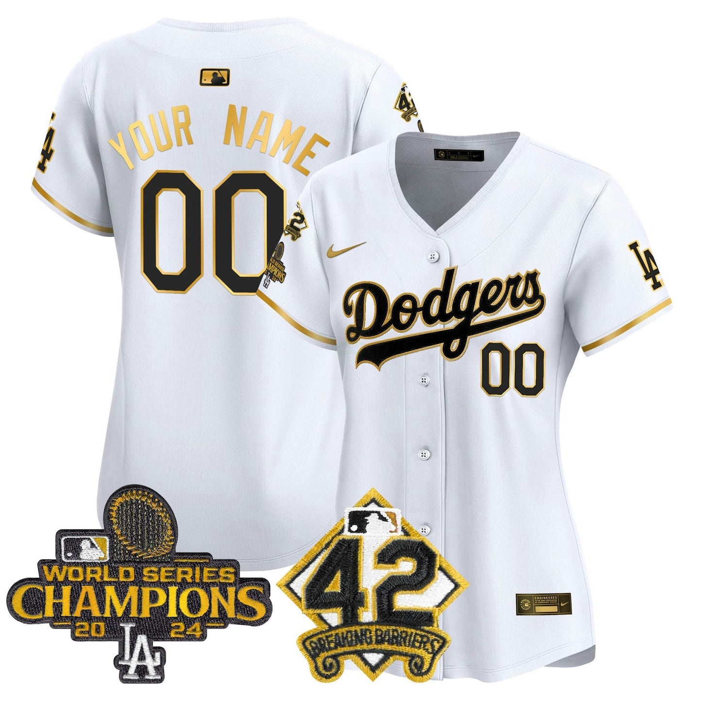 Camisa MLB 2024 World Series Champions & Jackie Robinson Patch Vapor Premier Limited Jersey