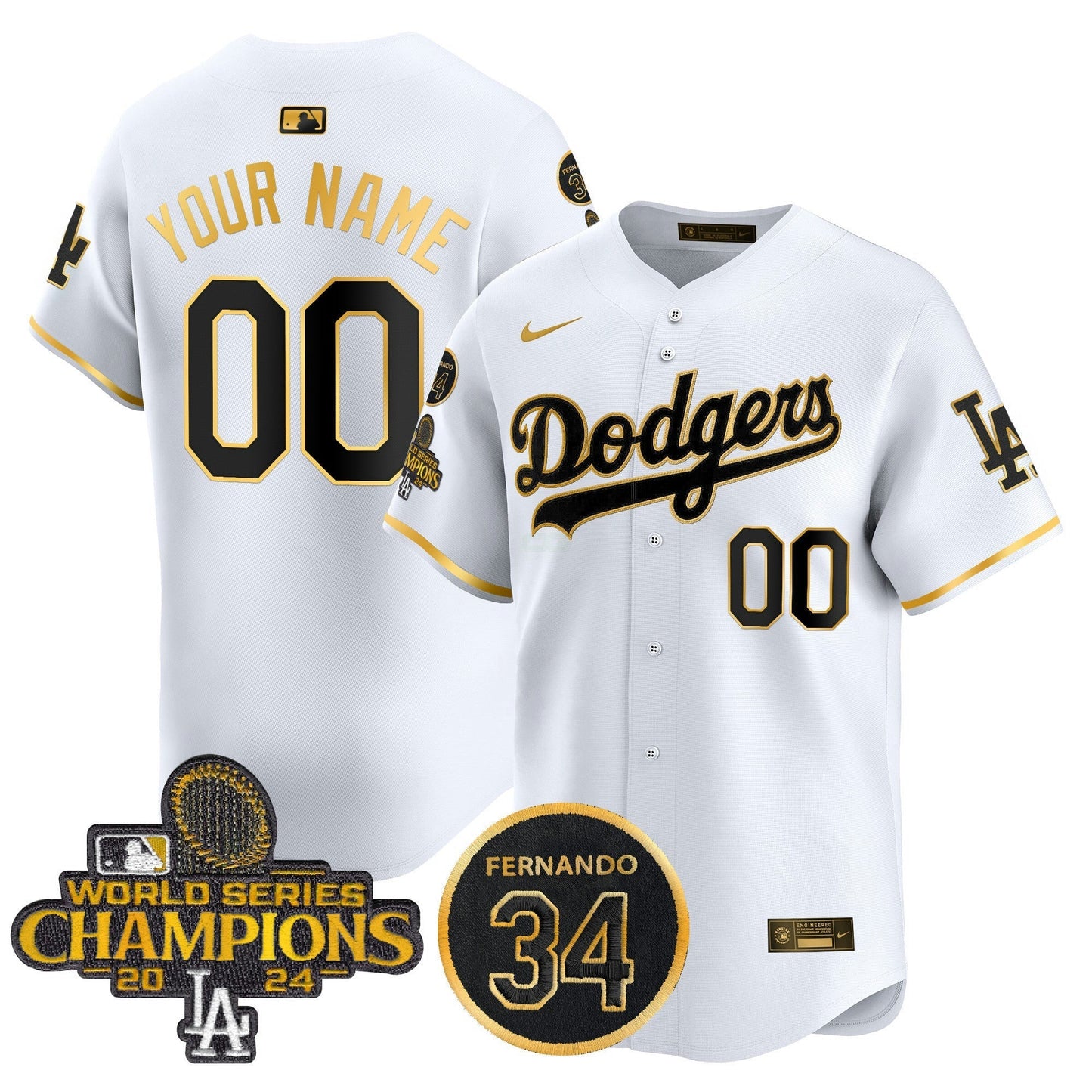 Camisa MLB 2025 #34 Fernando Patch Dourada Vapor Premier Limited Jersey