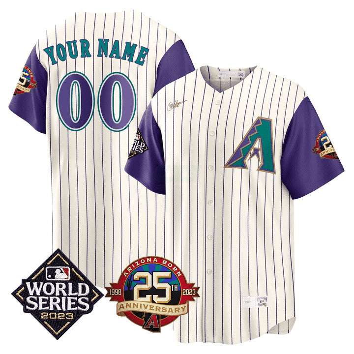 Camisa MLB Arizona 2023 World Series Patch Throwback Jersey - 2023 World Series Patch