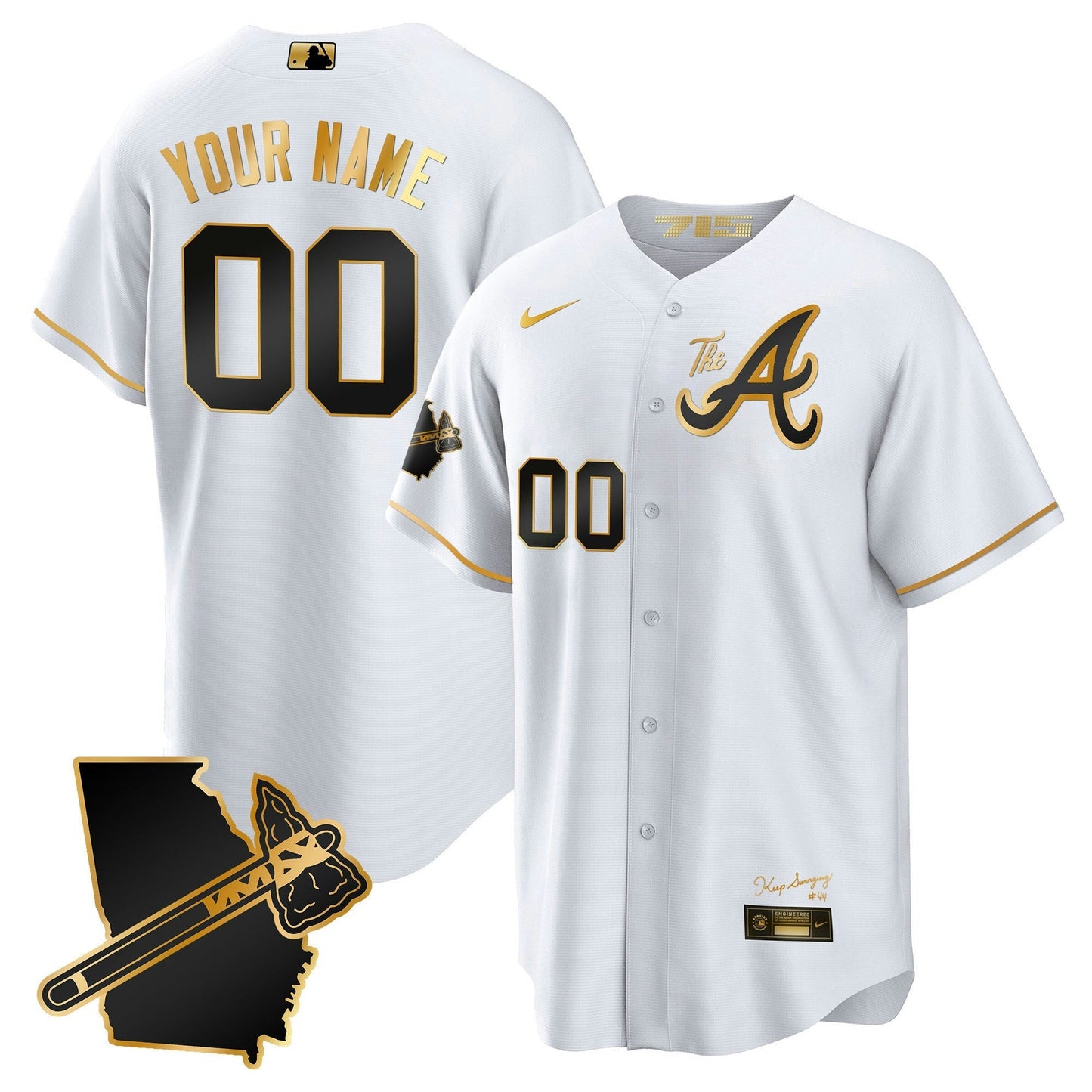 Camisa MLB Atlanta The A Dourada Cool Base Jersey – Georgia Patch