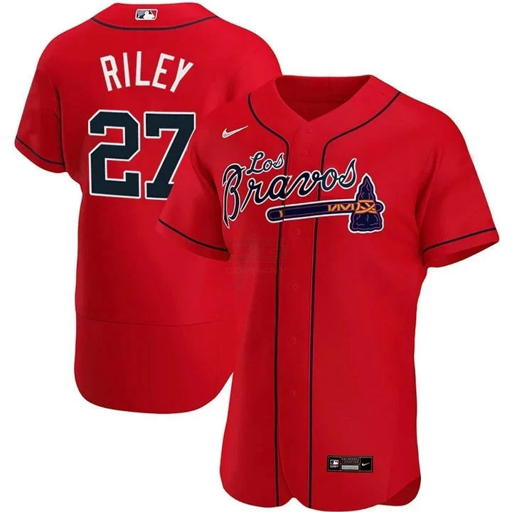 Camisa MLB Austin Riley Atlanta Los Bravos Red Jersey