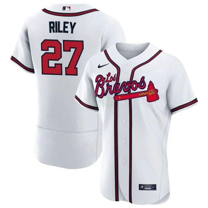 Camisa MLB Austin Riley Atlanta Los Bravos White Jersey