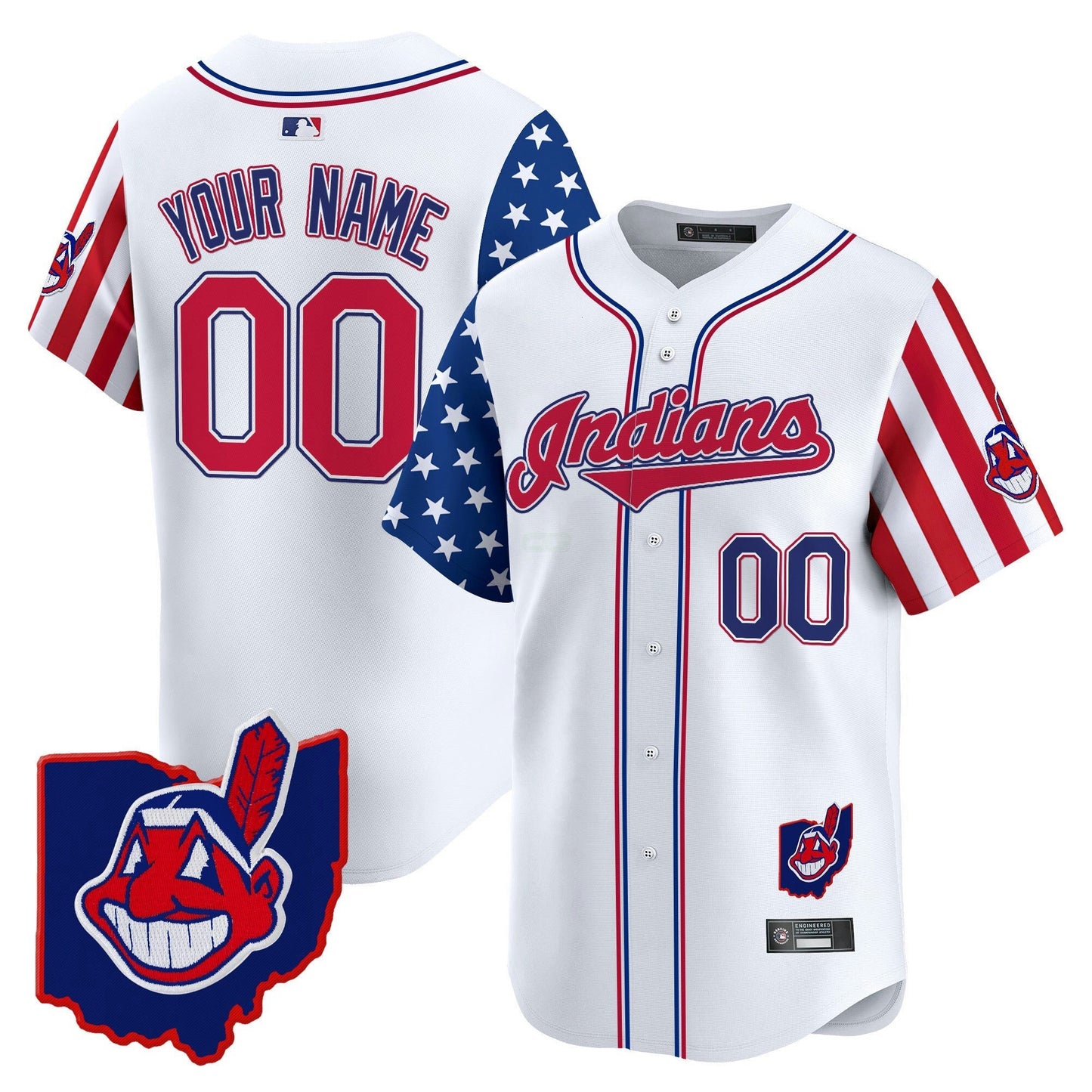 Camisa MLB Cleveland Indians 2025 Independence Day Vapor Premier Limited Jersey