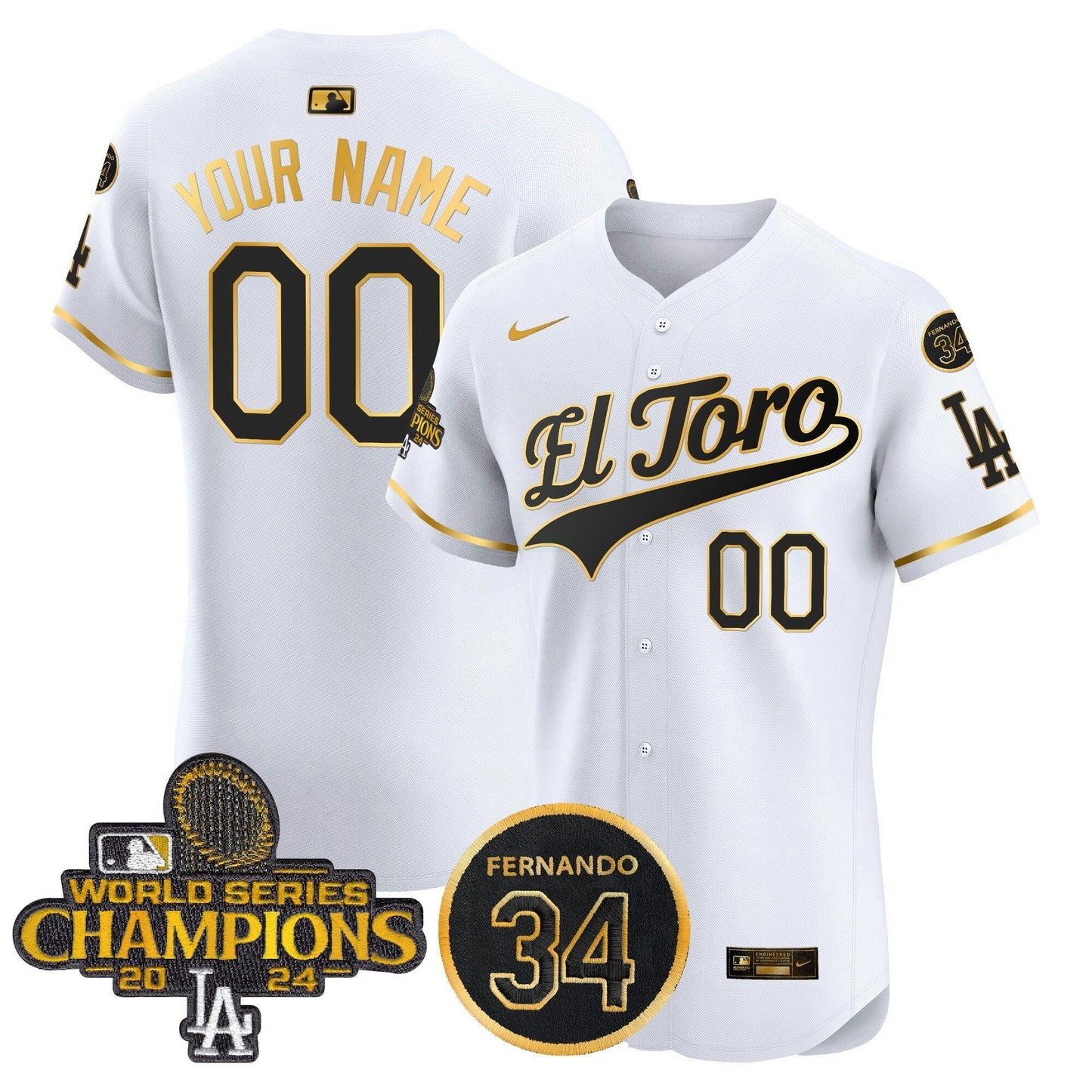 Camisa MLB El Toro 2024 World Series Champions Patch Vapor Premier Elite Jersey