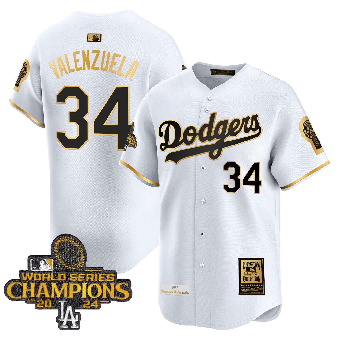 Camisa MLB Fernando 1981 & 2024 World Series Champions Patch Cooperstown Jersey
