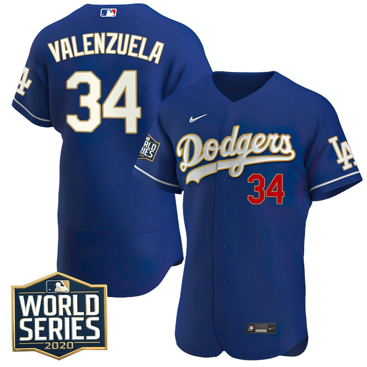 Camisa MLB Fernando Valenzuela World Series 2020 Patch Flex Base Jersey