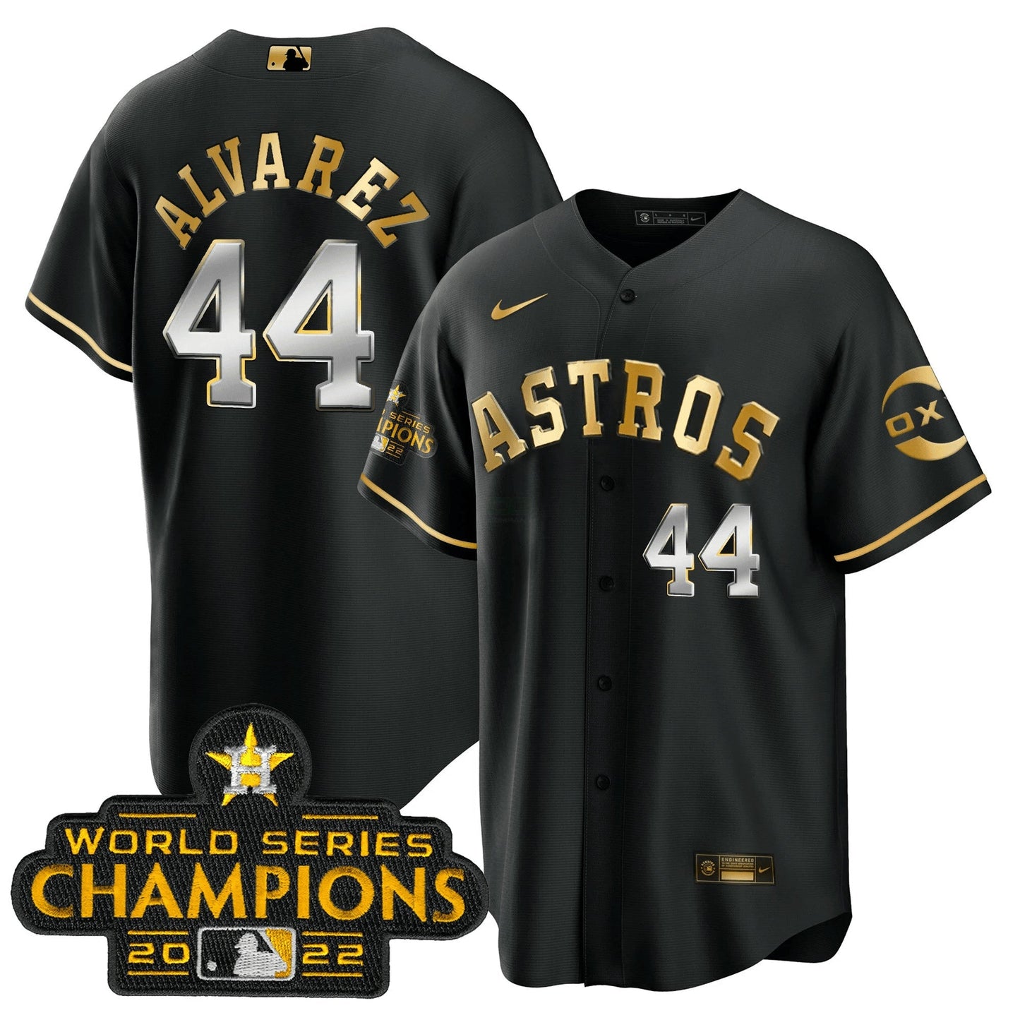 Camisa MLB Houston 2022 Champions Preta Gold Rush Cool Base Jersey