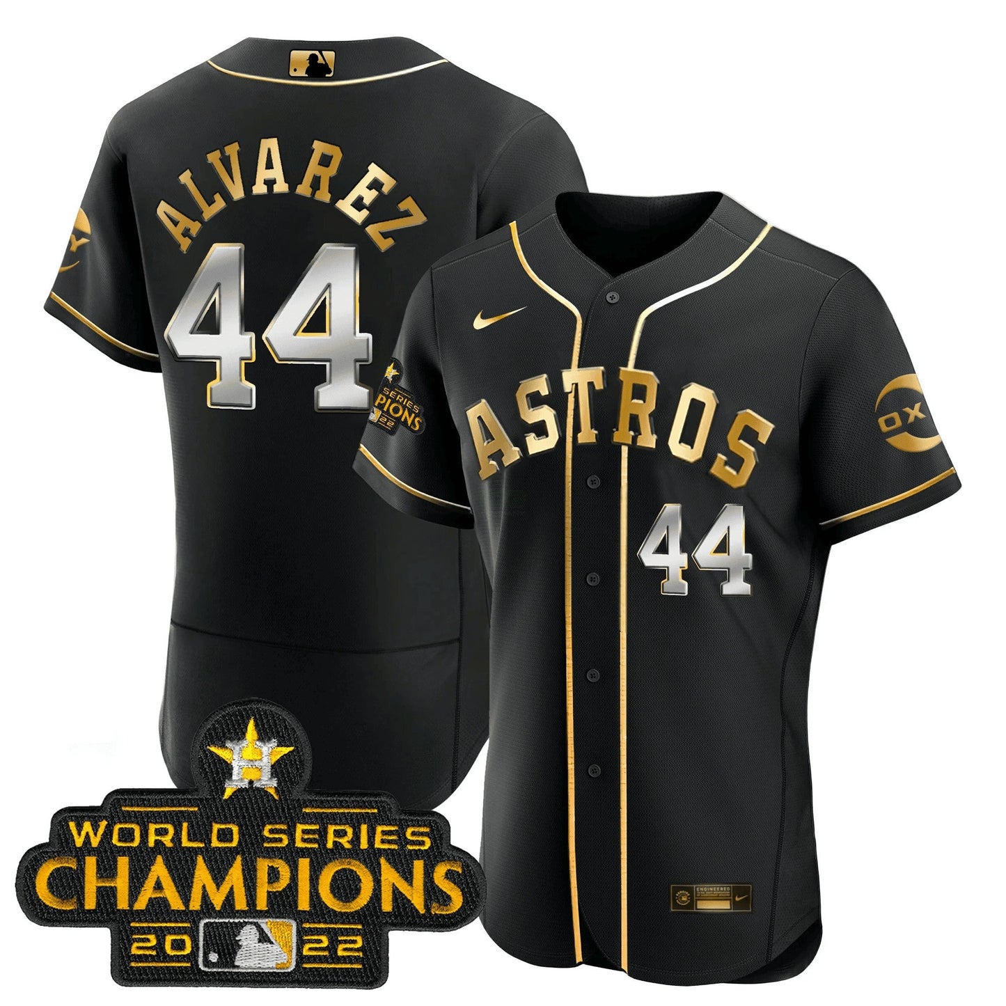 Camisa MLB Houston 2022 Champions Preta Gold Rush Flex Base Jersey