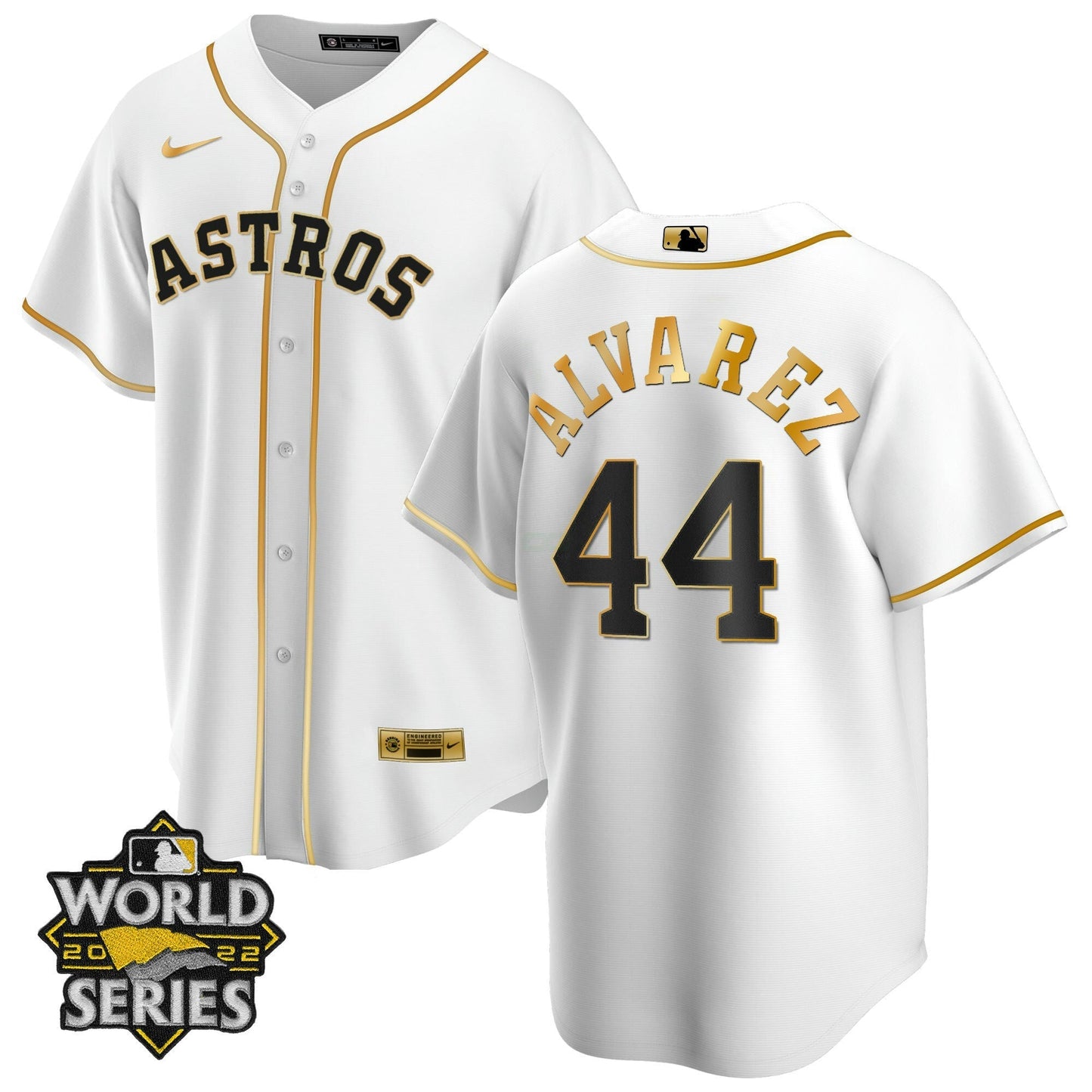 Camisa MLB Houston Cool Base Branca Dourada 2022 World Series Jersey