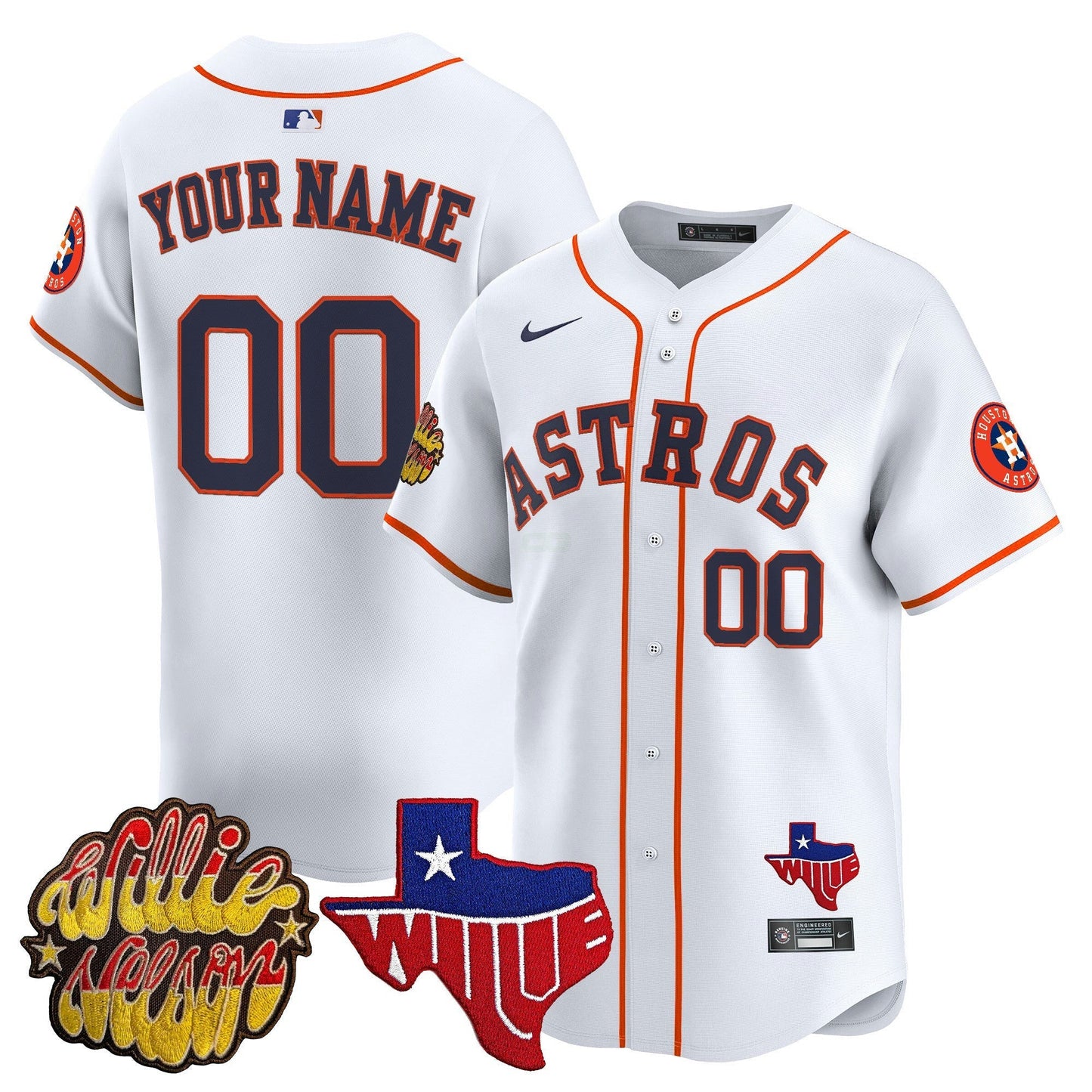 Camisa MLB Houston ‘Willie Nelson Patch’ Vapor Premier Limited Jersey