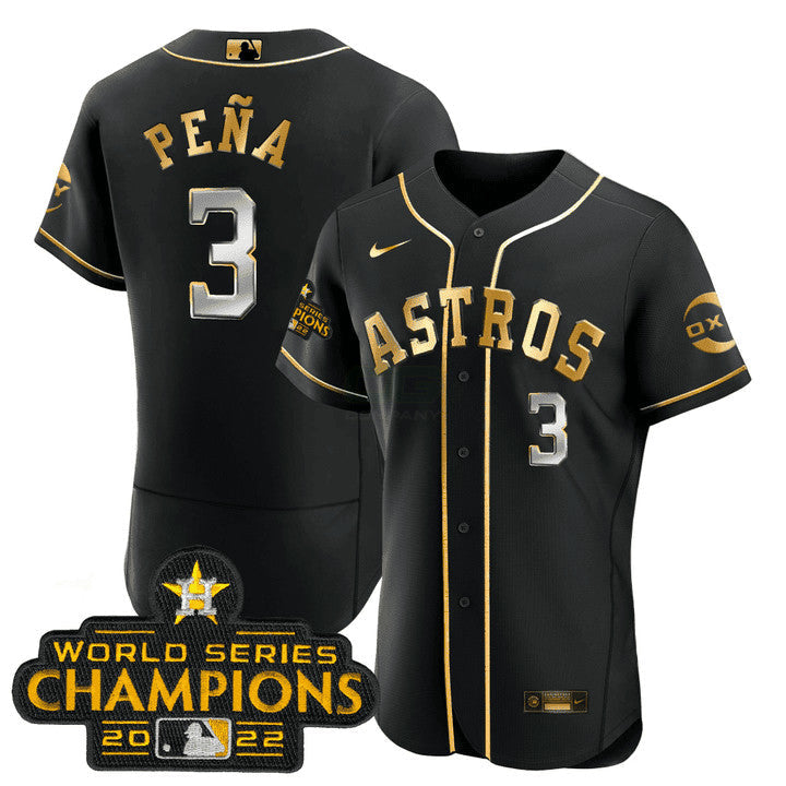 Camisa MLB Jeremy Pena Houston Black Gold Rush Jersey