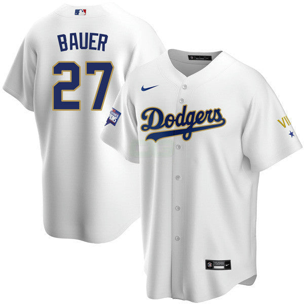 Camisa MLB Los Angeles 2020 Championship Gold Trim Cool Base Branca Jersey