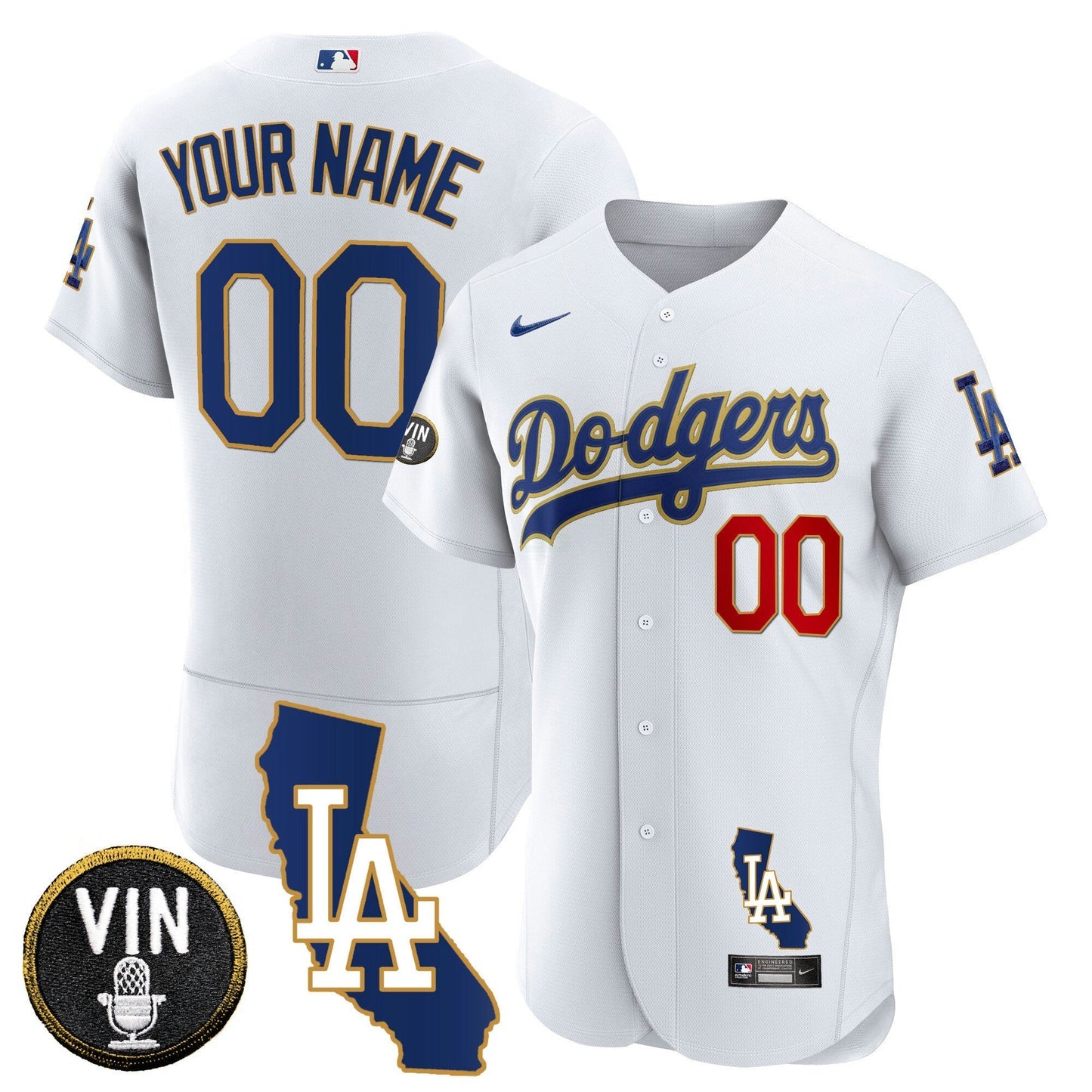 Camisa MLB Los Angeles California Patch Dourada Trim Flex Base Jersey