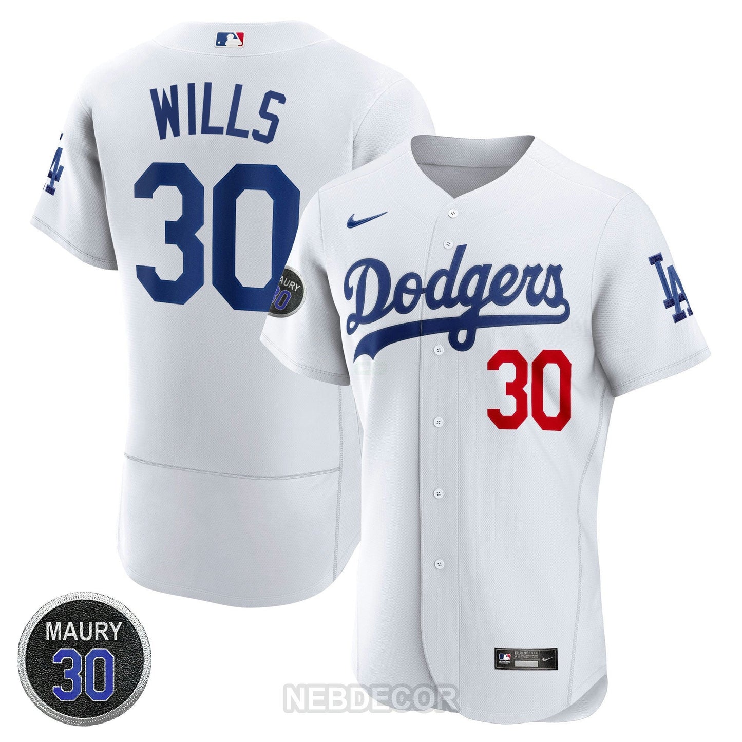 Camisa MLB Los Angeles Maury Wills Patch Jersey Collection