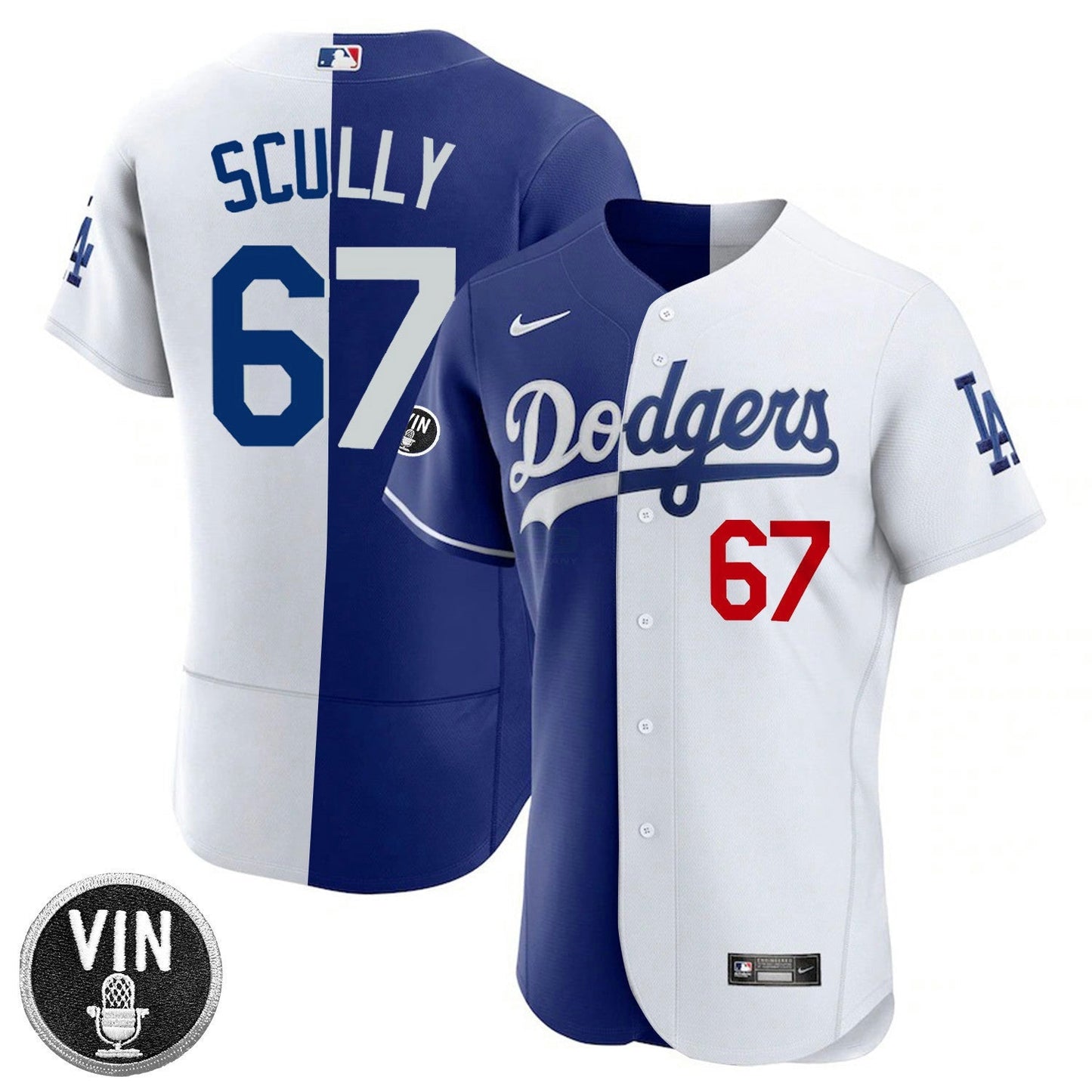 Camisa MLB Los Angeles Vin Scully Patch Flex Base Jersey Collection