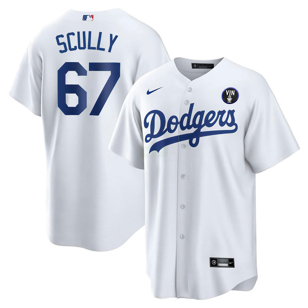 Camisa MLB Los Angeles Vin Scully Patch Jersey Collection