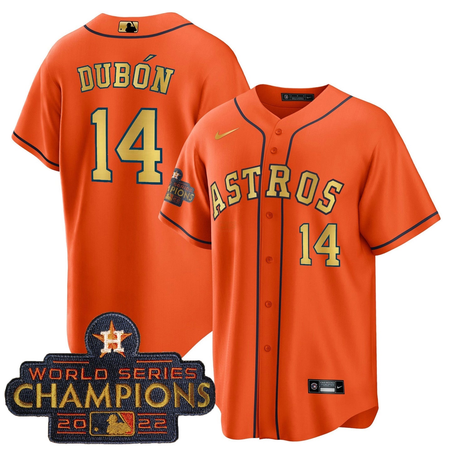 Camisa MLB Mauricio Dubón Laranja Dourada Champions Patch Jersey - Laranja