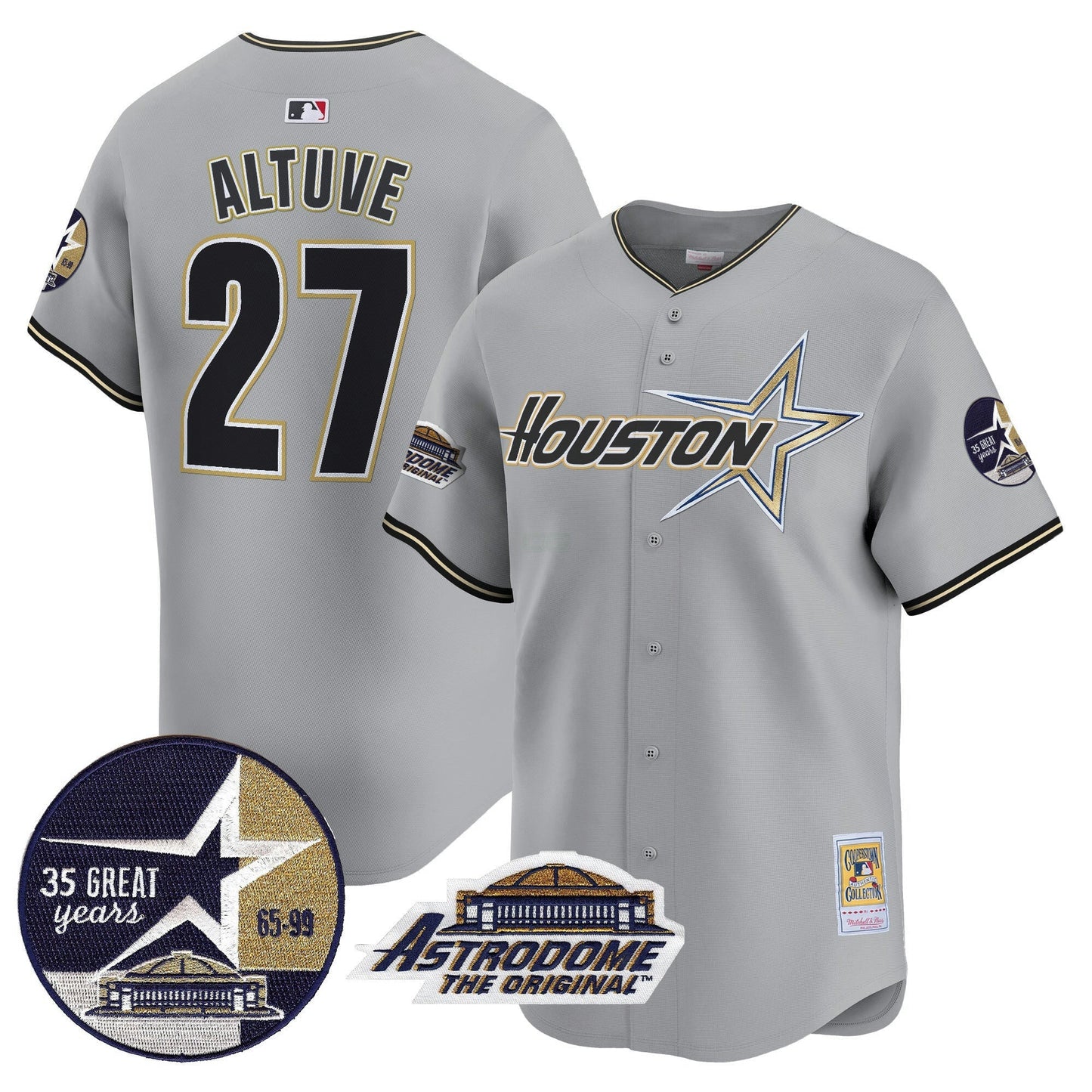 Camisa MLB Men’s 1999 Throwback 35th & Astrodome Patch Vapor Premier Limited Jersey V2