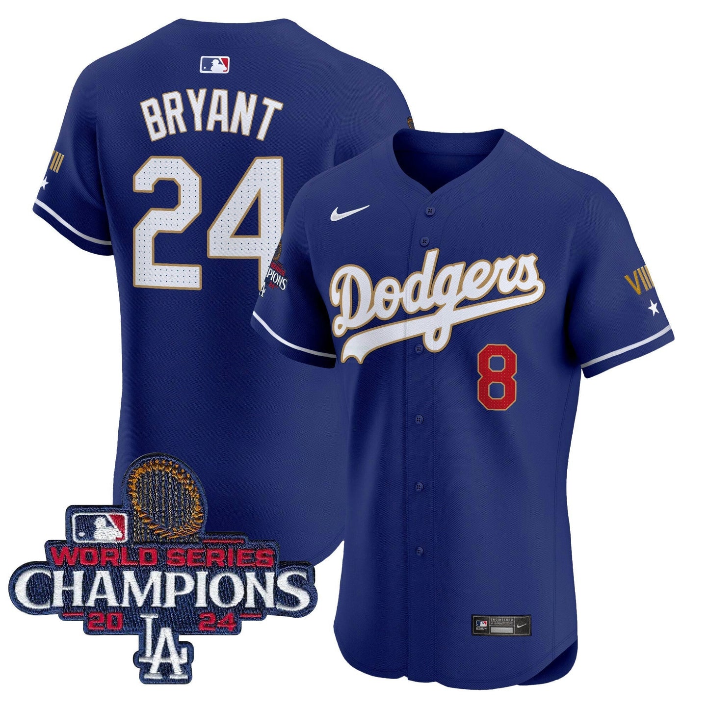 Camisa MLB Men’s 2024 World Series Champions Dourada Trim Vapor Premier Elite Jersey V3
