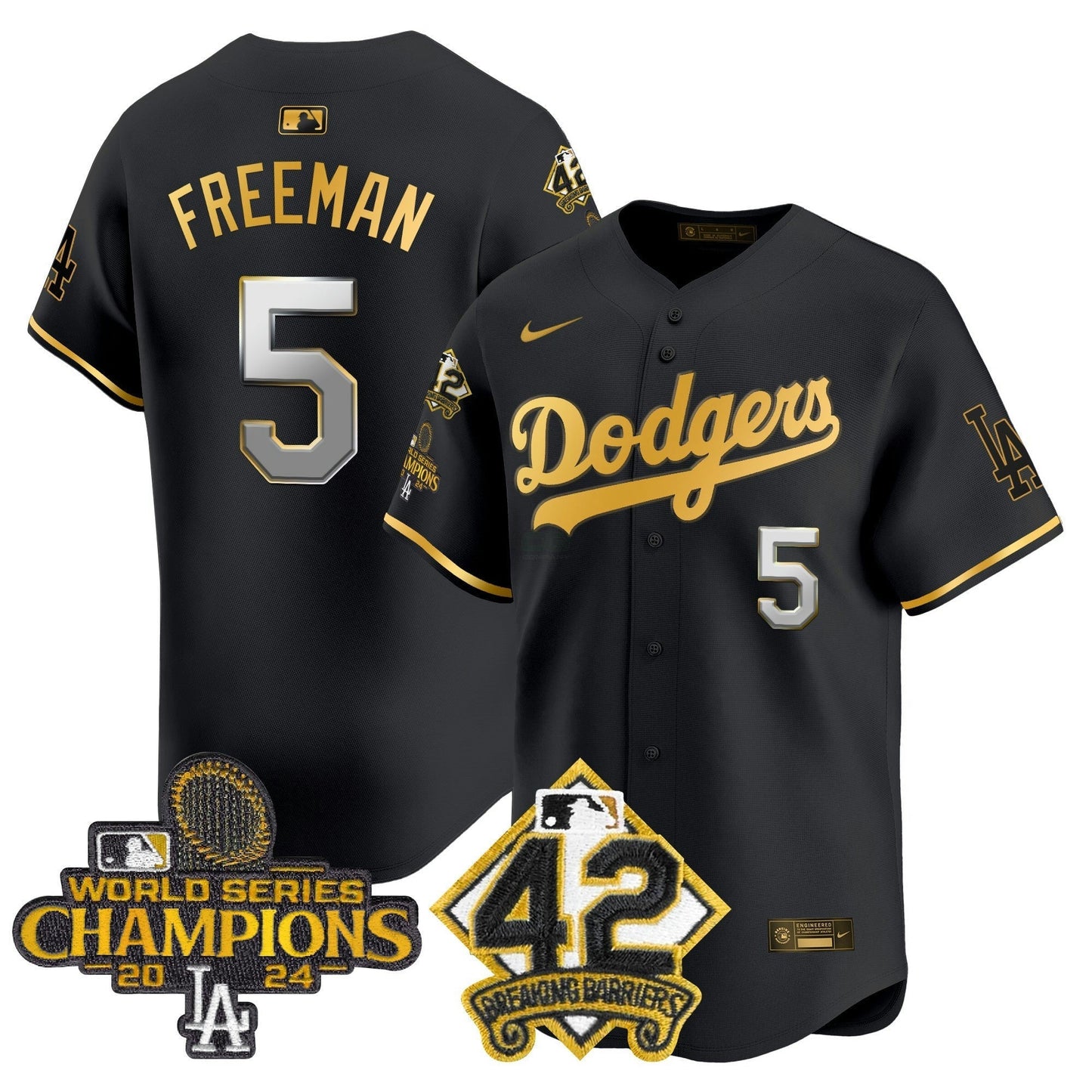 Camisa MLB Men’s 2024 World Series Champions & Jackie Robinson Patch Vapor Premier Limited Jersey