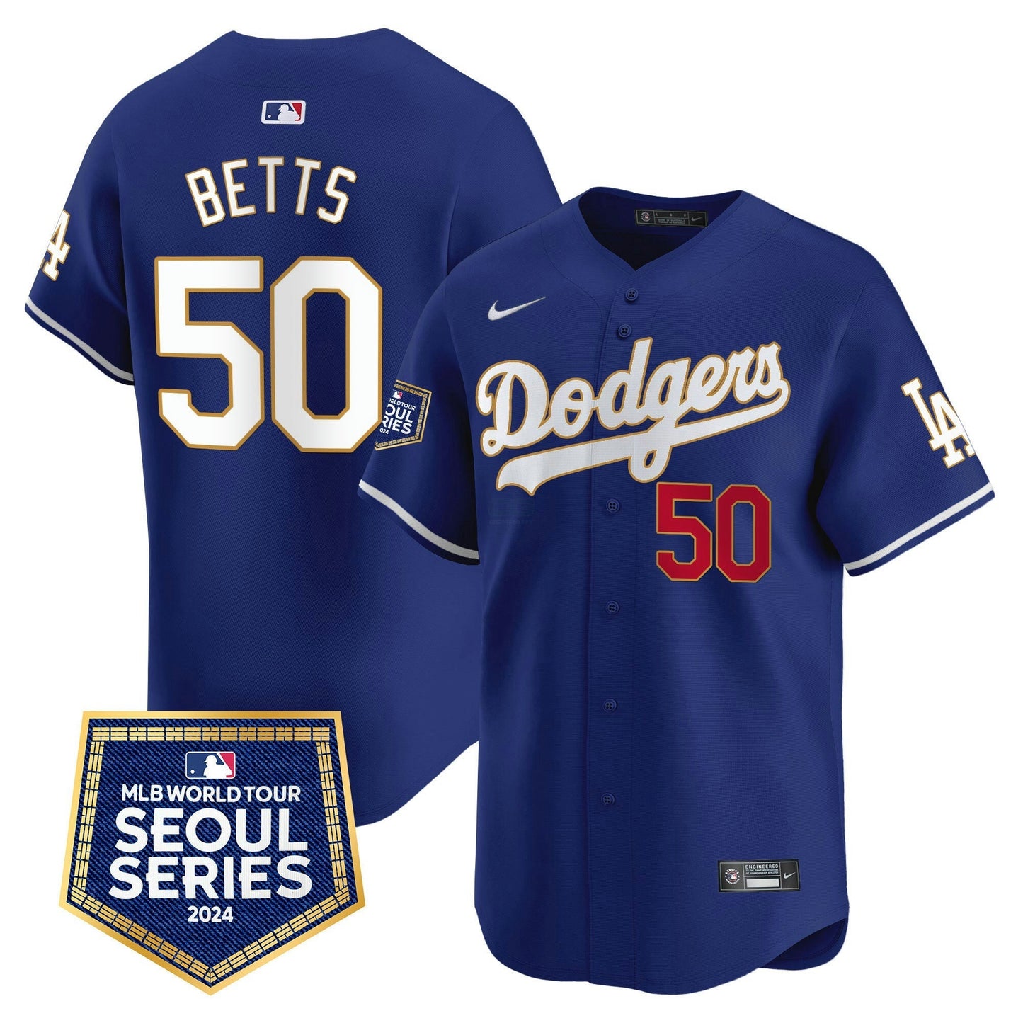 Camisa MLB Los Angeles Dodgers Men’s 2024 World Tour Seoul Series Patch Vapor Premier Limited Jersey