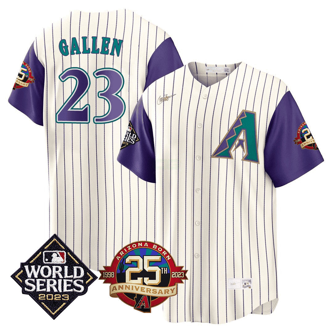 Camisa MLB Men’s Arizona 2023 World Series Patch Throwback Jersey - 2023 World Series Patch