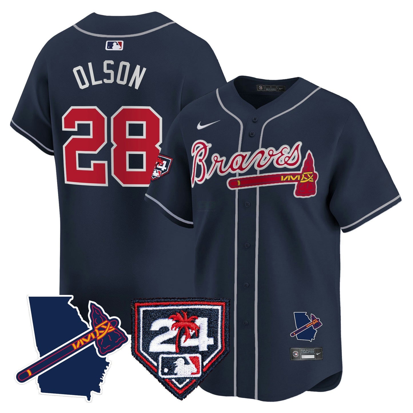 Camisa MLB Men’s Atlanta 2024 Spring Training & Georgia Patch Vapor Premier Limited Jersey