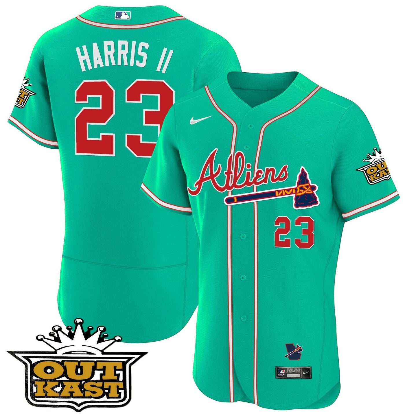 Camisa MLB Men’s Atlanta Atliens Flex Base Jersey – Galaxy Version – Stitched