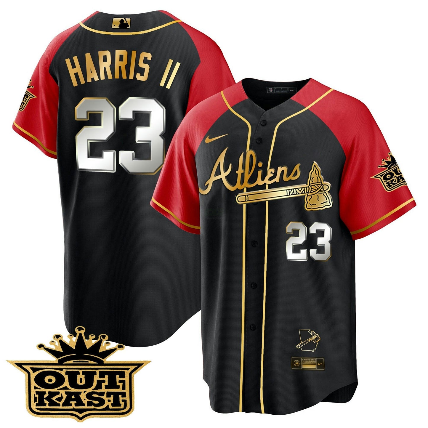 Camisa MLB Men’s Atlanta Atliens Gold Alternativa Cool Base Jersey