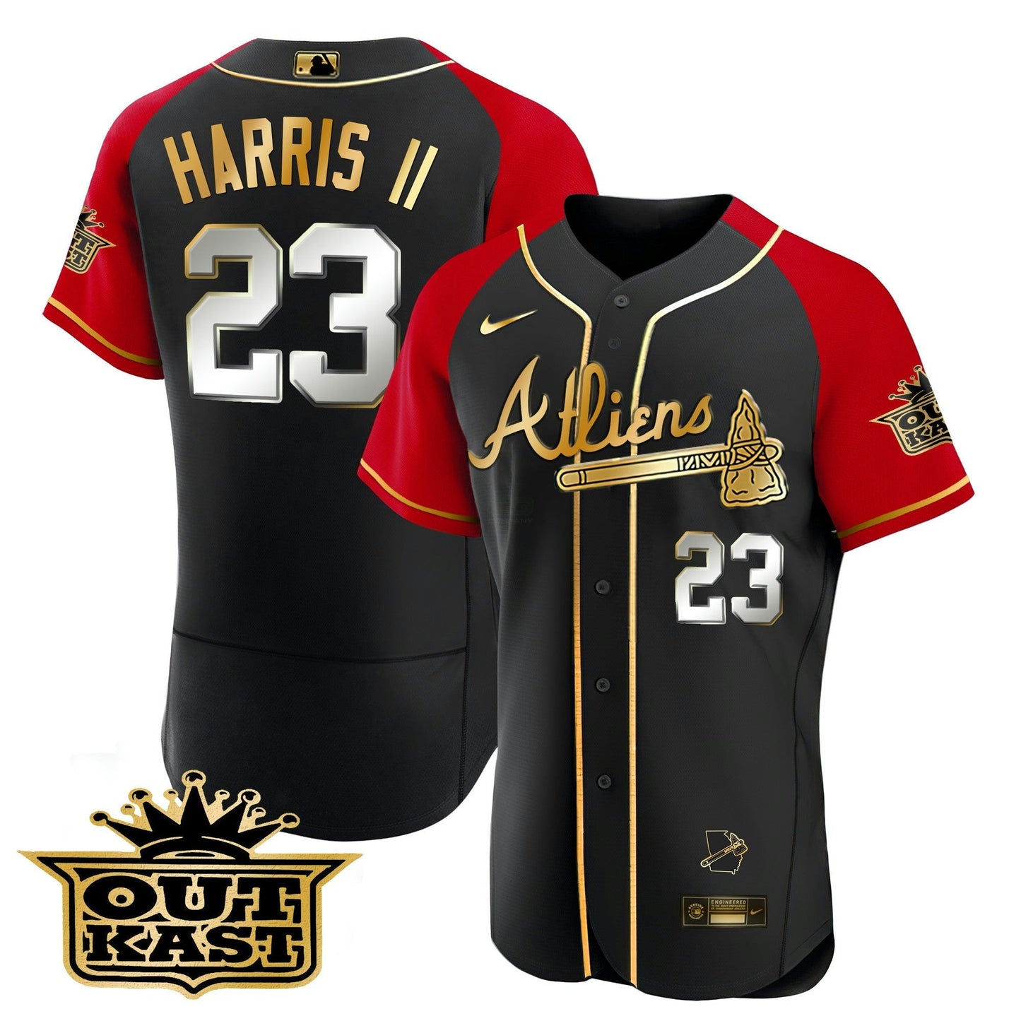 Camisa MLB Men’s Atlanta Atliens Gold Alternativa Flex Base Jersey