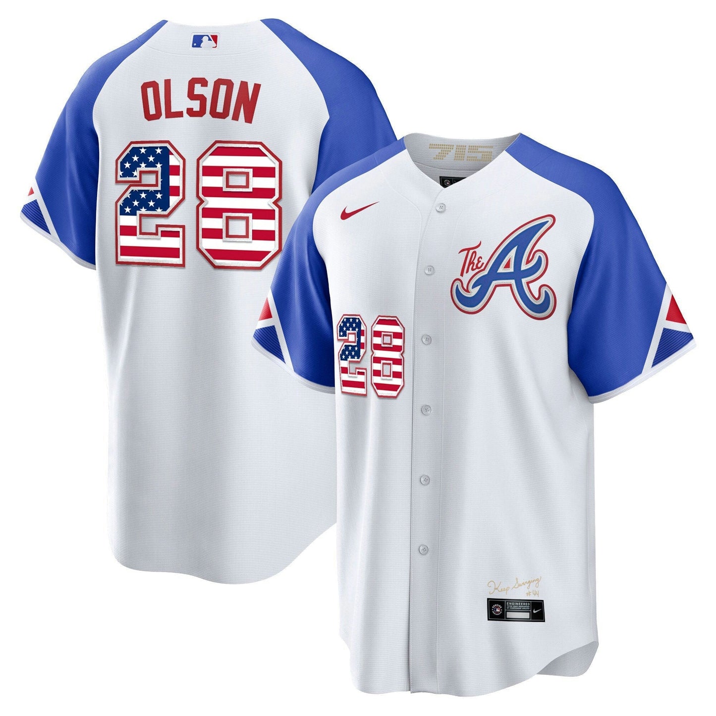 Camisa MLB Men’s Atlanta The A Dourada Flag Cool Base Jersey