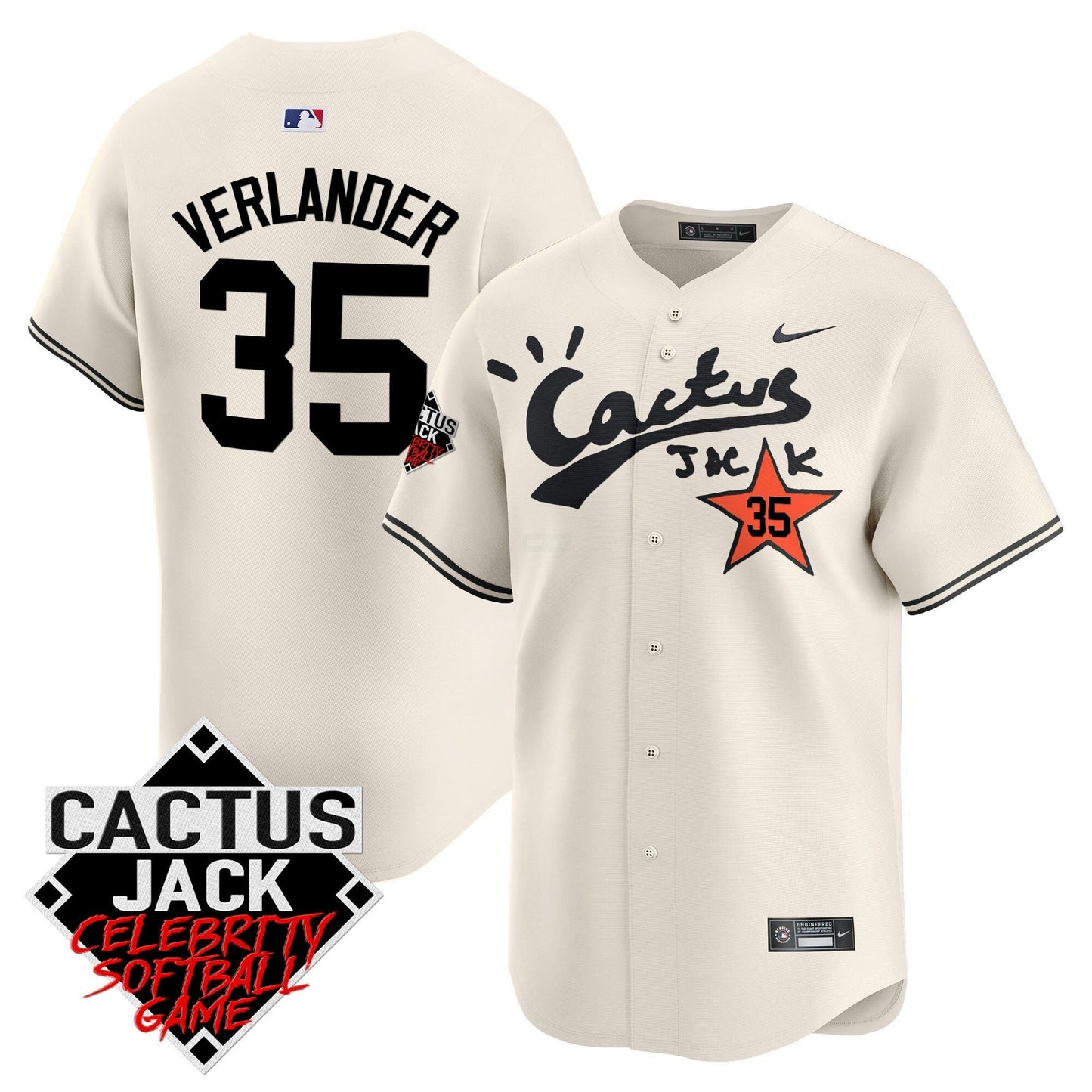 Camisa MLB Men’s Cactus Jack Celebrity Softball Game Patch Vapor Premier Limited Jersey V2 – Stitched