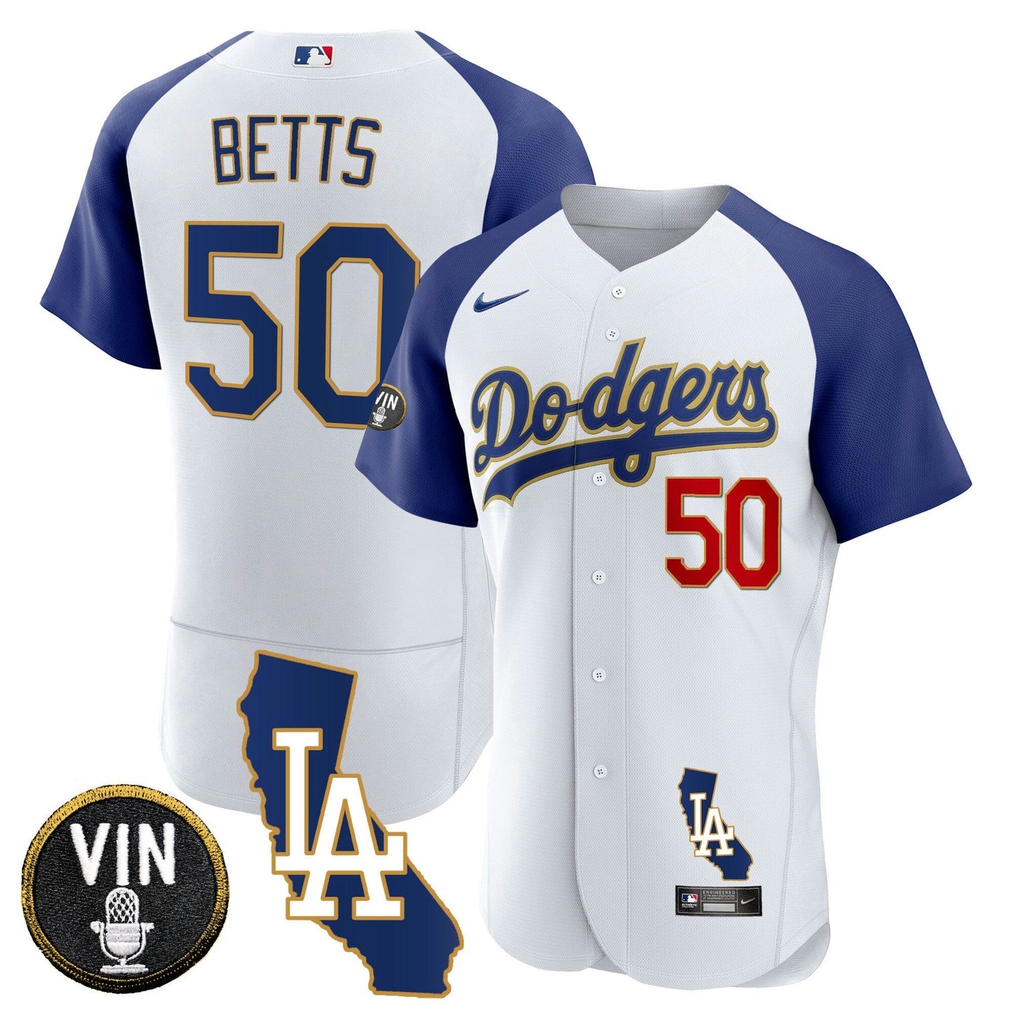 Camisa MLB Men’s California Patch Dourada Trim Flex Base Jersey