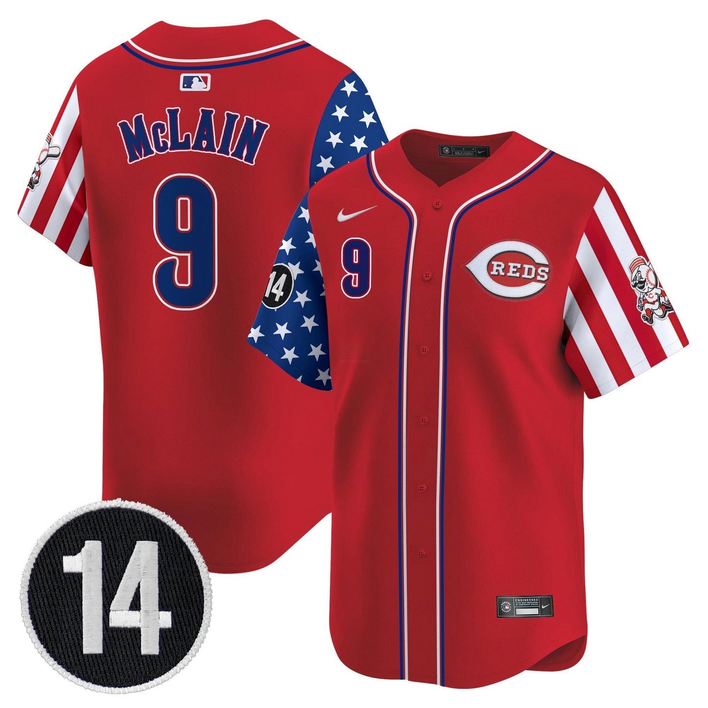 Camisa MLB Men’s Cincinnati 2025 Independence Day Vapor Premier Limited Jersey – Pete Rose Patch