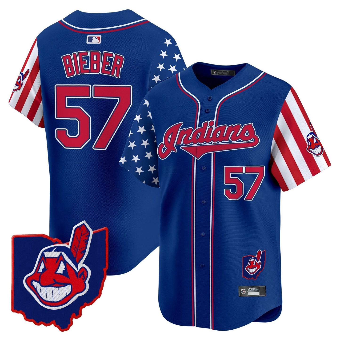 Camisa MLB Men’s Cleveland Indians 2025 Independence Day Vapor Premier Limited Jersey