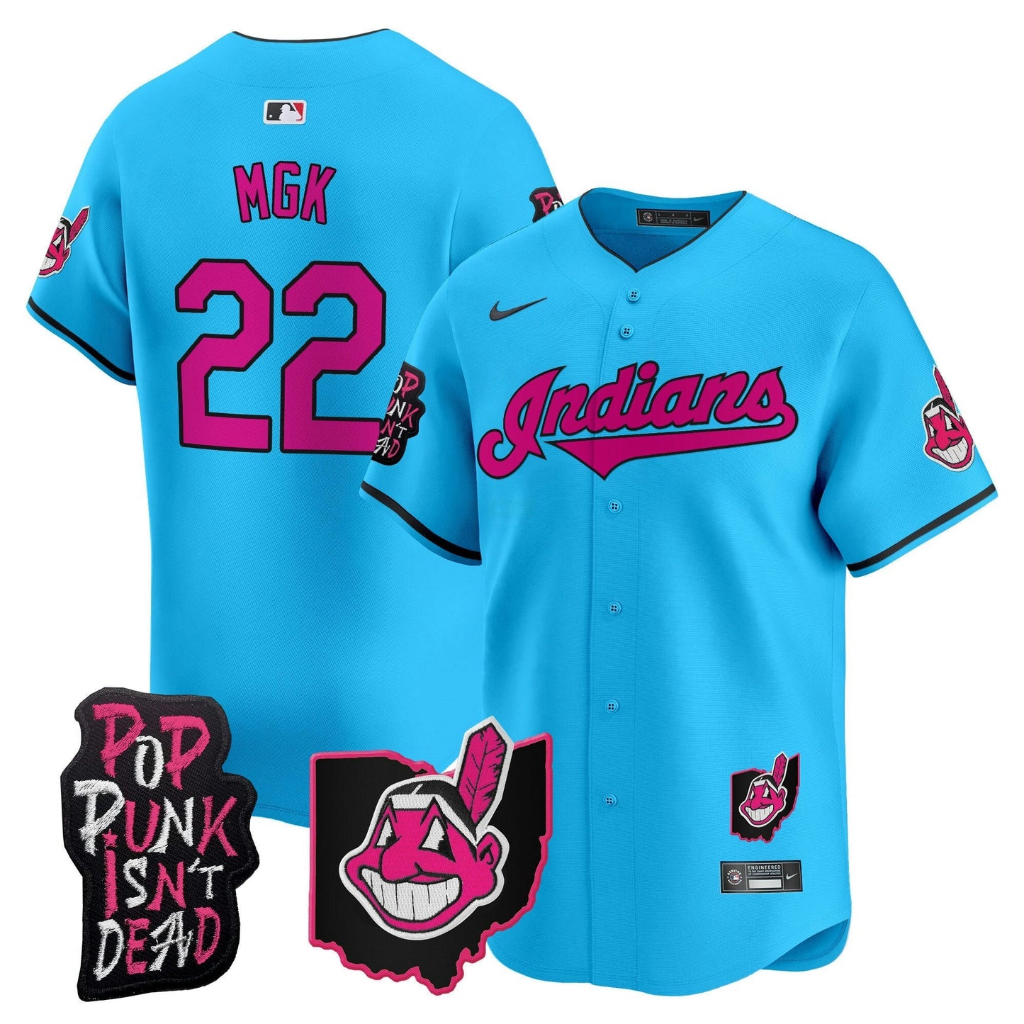 Camisa MLB Men’s Cleveland Indians MGK Patch Vapor Premier Limited Jersey