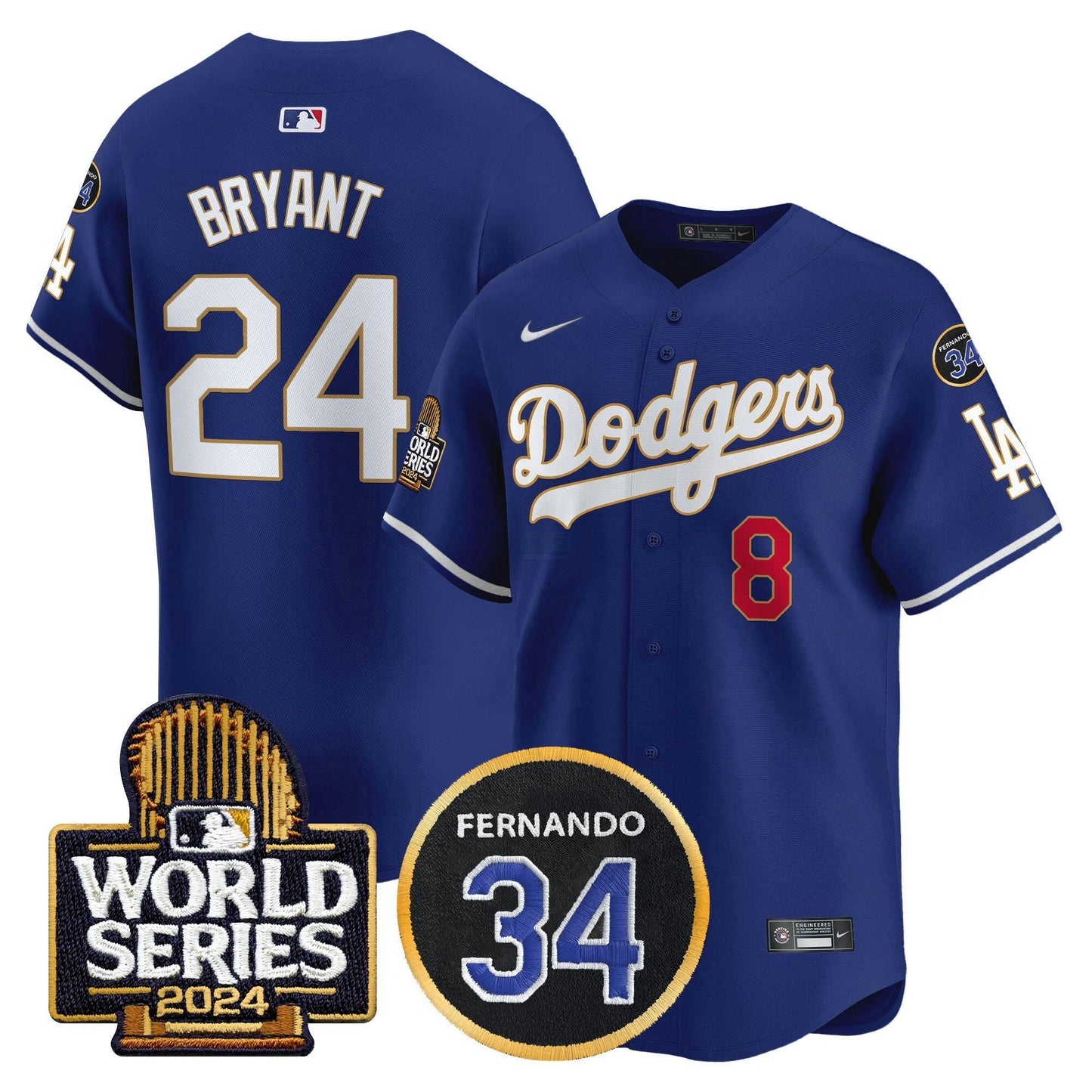 Camisa MLB Men’s Fernando Memorial & 2024 World Series Patch Vapor Premier Limited Jersey