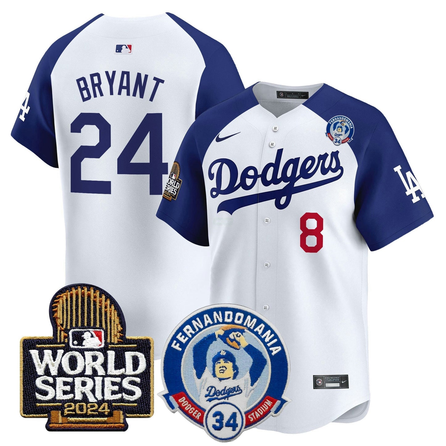 Camisa MLB Men’s Fernando Valenzuela & 2024 World Series Patch Vapor Premier Limited Jersey V3
