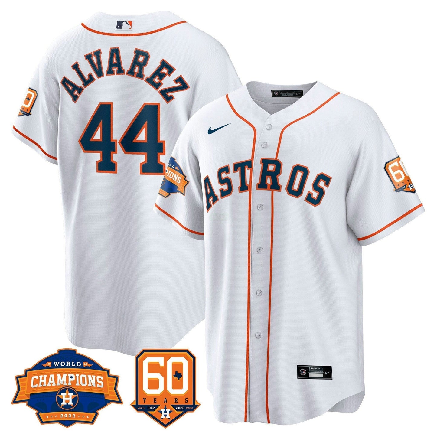 Camisa MLB Men’s Houston 2022 World Series Champions & 60th Anniversary Patch Jersey