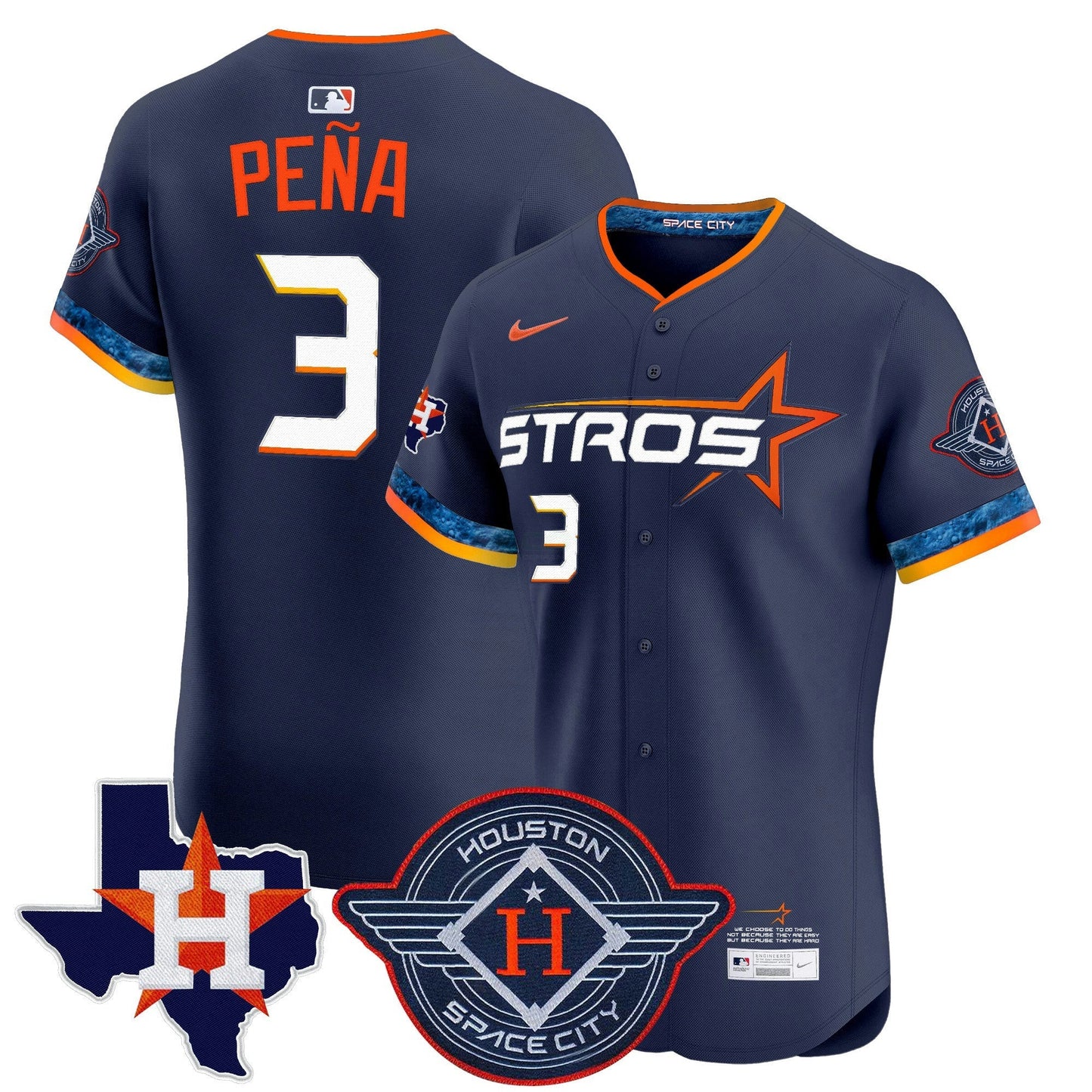 Camisa MLB Men’s Houston 2025 City Connect Texas Patch Vapor Premier Elite Jersey
