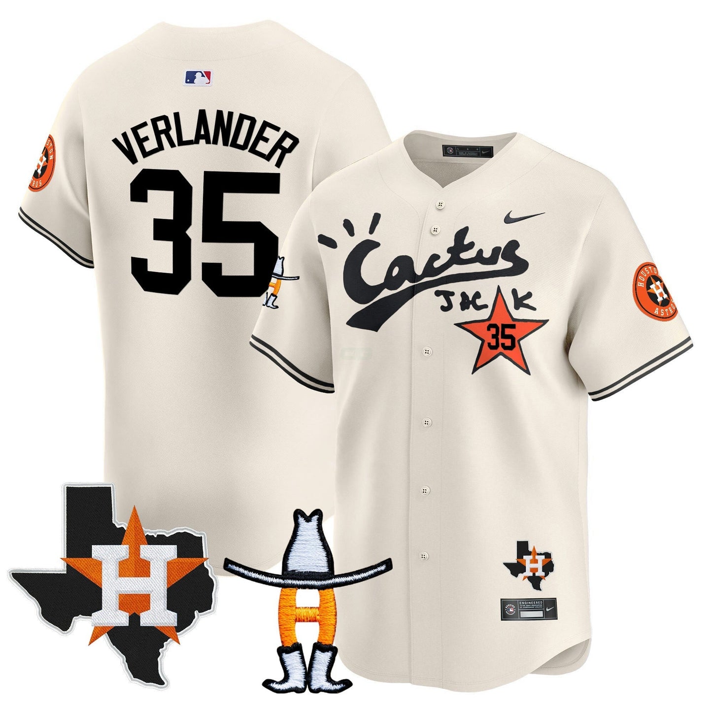 Camisa MLB Men’s Houston Cactus Jack Houston Rodeo Patch Vapor Premier Limited Jersey