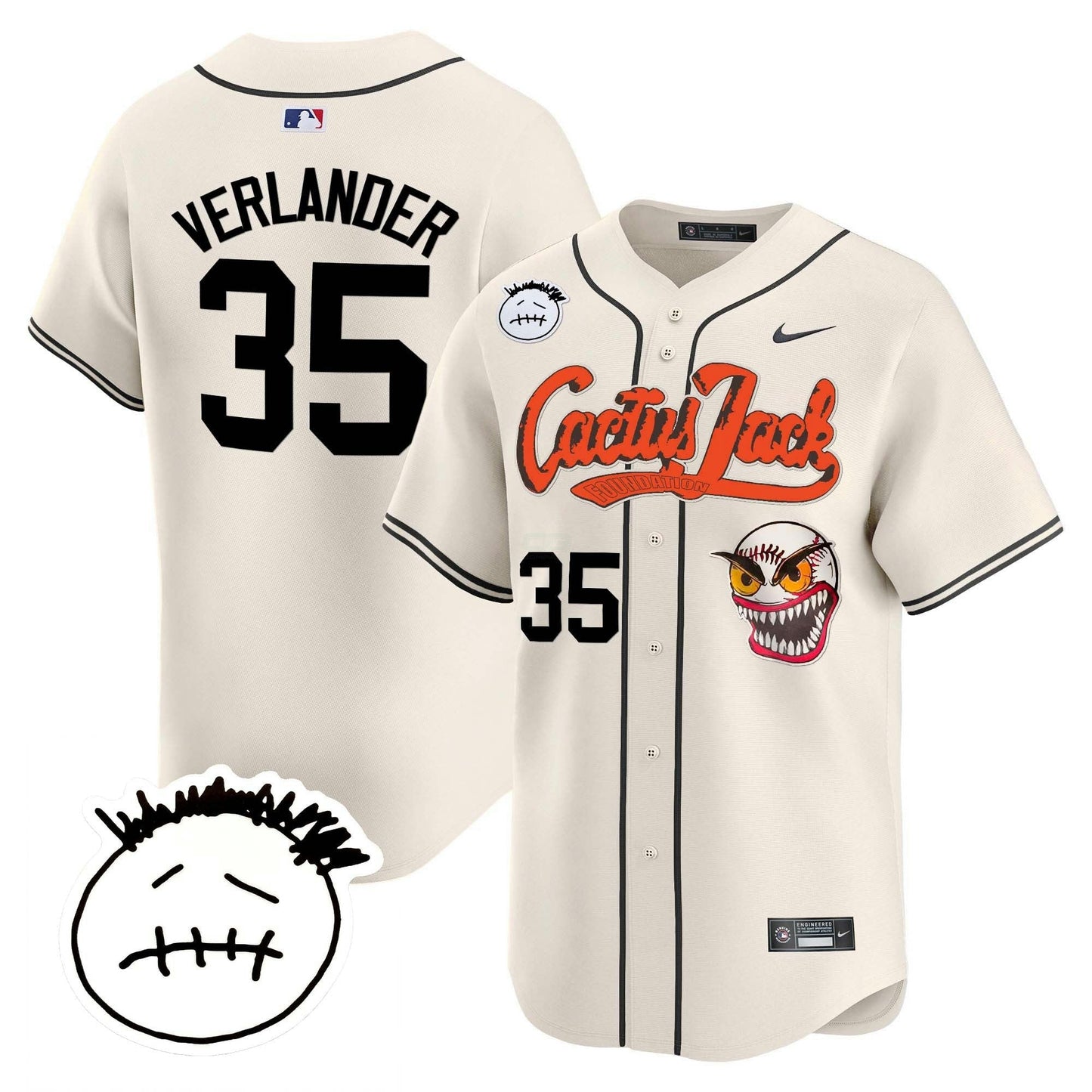 Camisa MLB Men’s Houston Cactus Jack Patch Vapor Premier Limited Jersey V3 – Stitched