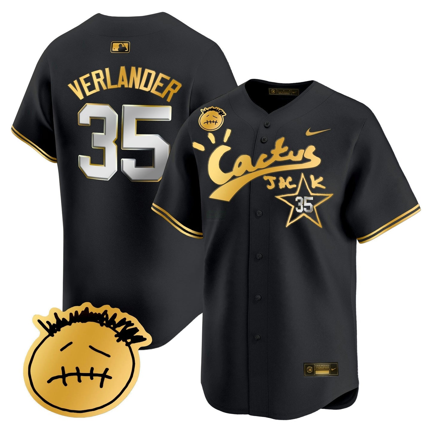 Camisa MLB Men’s Houston Cactus Jack Patch Vapor Premier Limited Jersey V5 – Stitched