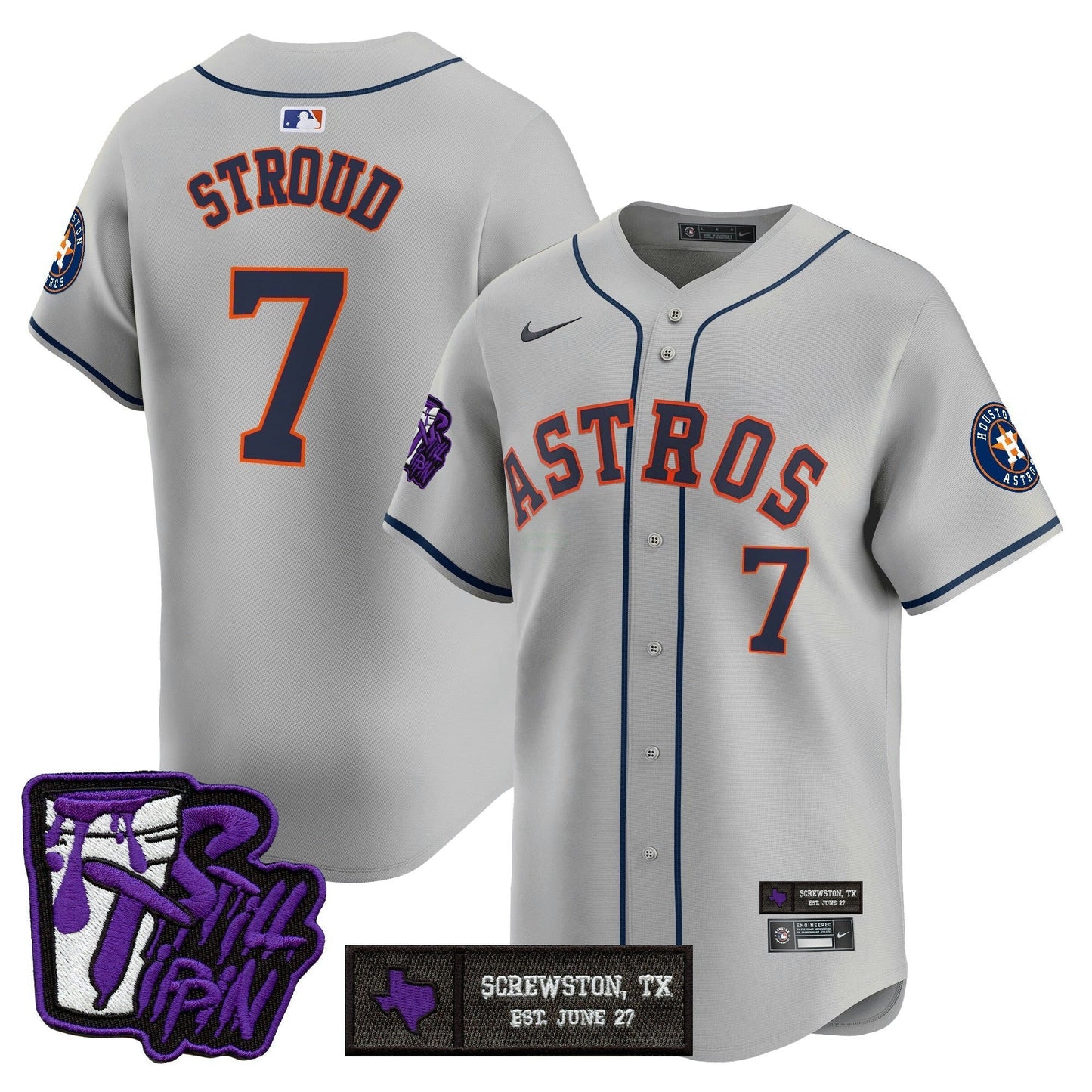 Camisa MLB Men’s Houston DJ Screw Still Tippin Purple Patch Vapor Premier Limited Jersey
