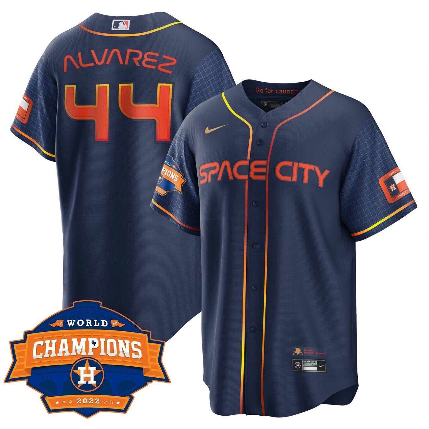 Camisa MLB Men’s Houston Space City 2022 World Series Champions Patch Limited Jersey