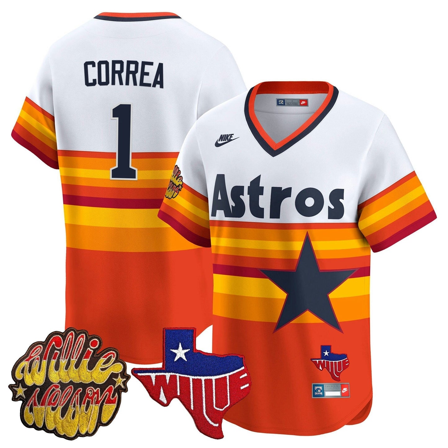 Camisa MLB Men’s Houston ‘Willie Nelson Patch’ Vapor Premier Limited Jersey